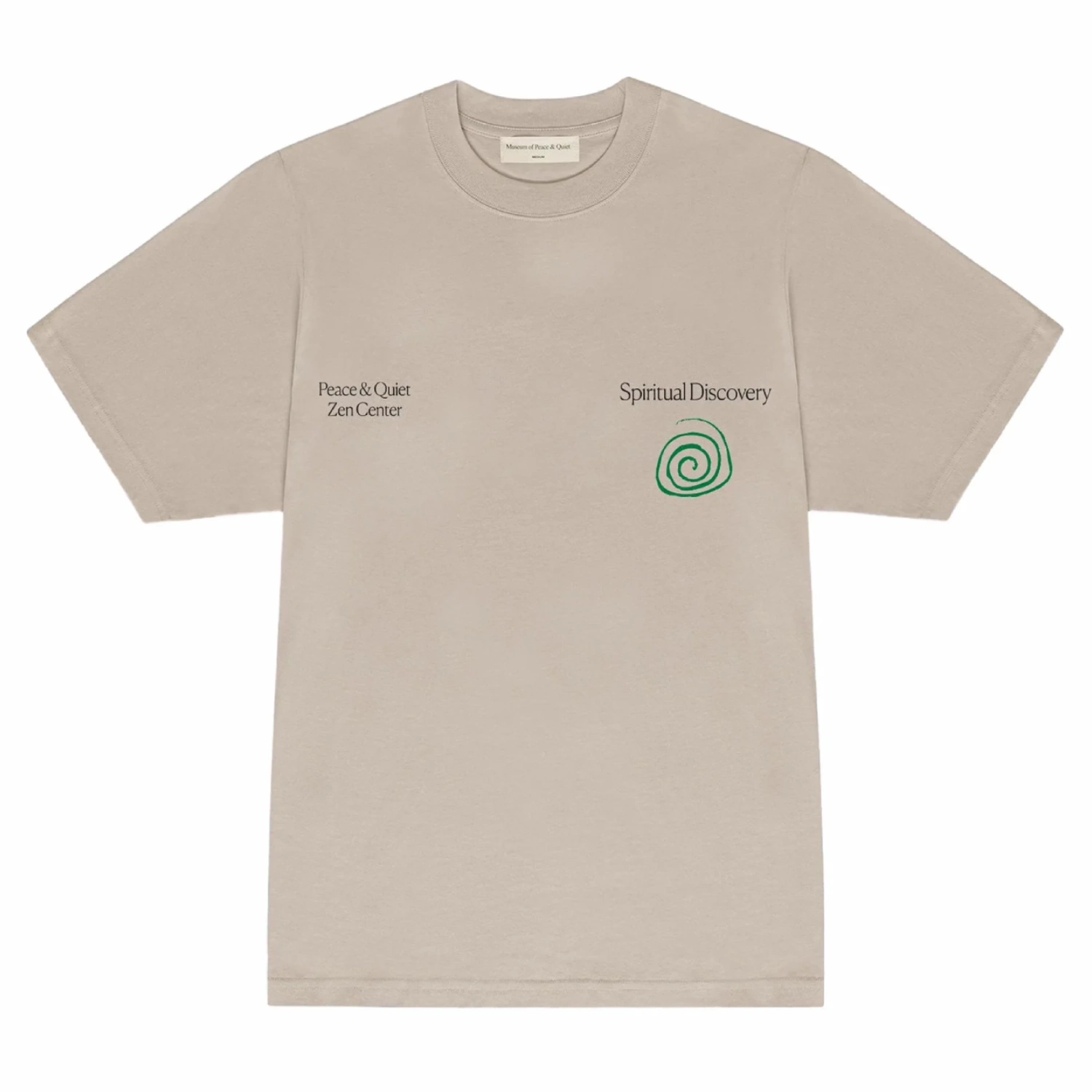 MoP&Q Spiritual Discovery T-Shirt Taupe front view in a white background