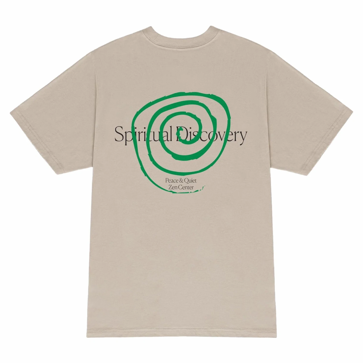 MoP&Q Spiritual Discovery T-Shirt Taupe back view in a white background