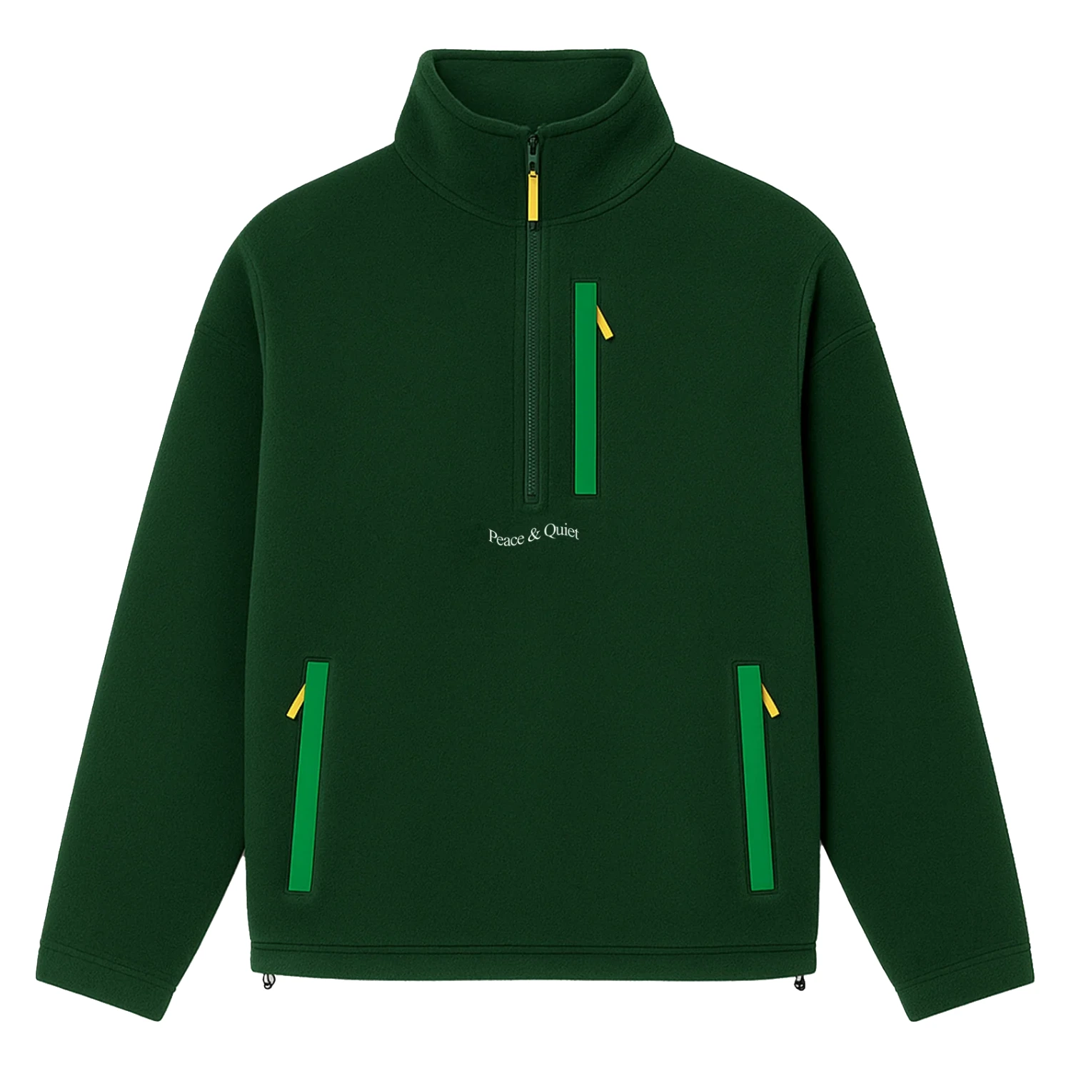 MoP&Q Summit Polar Fleece Quarter Zip Green front view in a white background