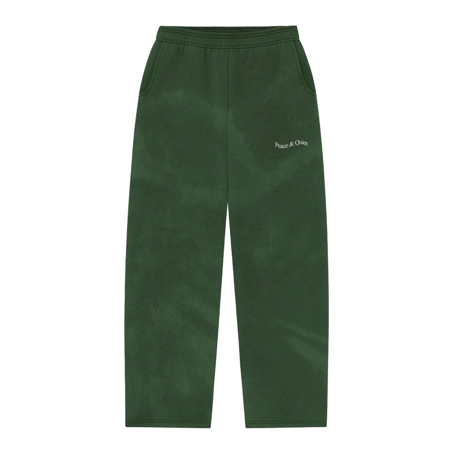 MoP&Q Wordmark Tye Dye Sweatpants Forest front view in a white background