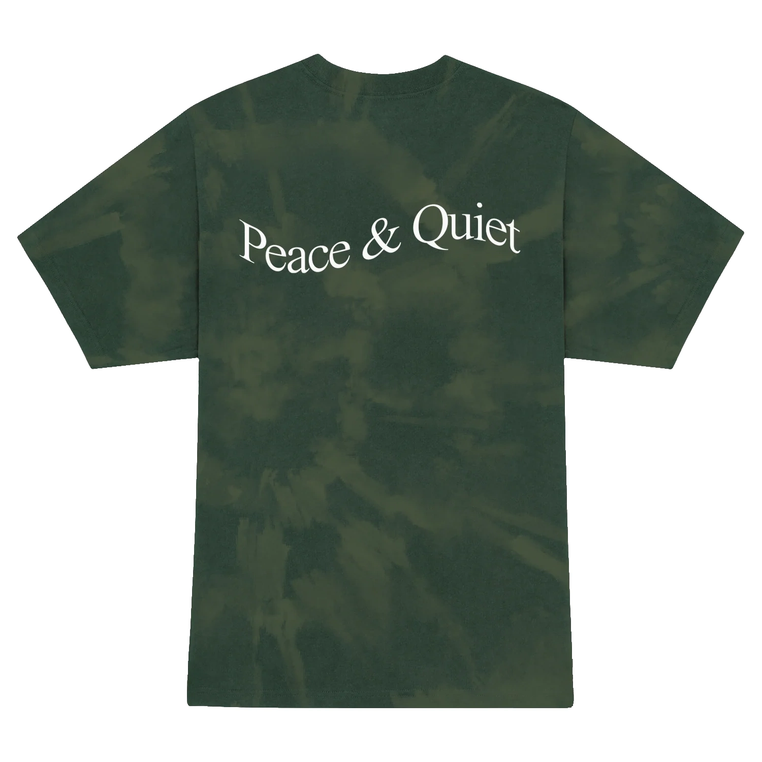 MoP&Q Wordmark Tye Dye T-Shirt Forest back view in a white background