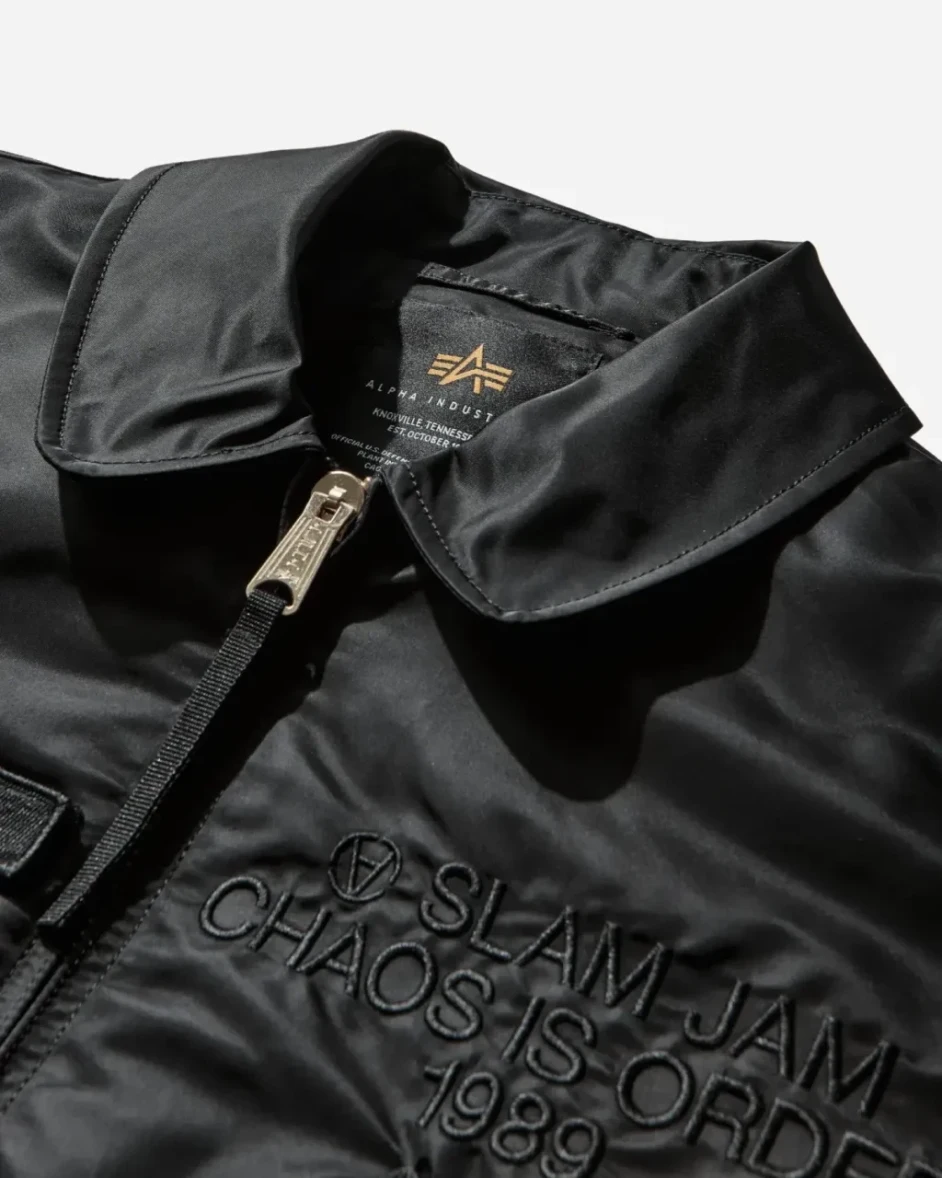 Slam Jam x Alpha Industries CWU 45 Black front view dertail
