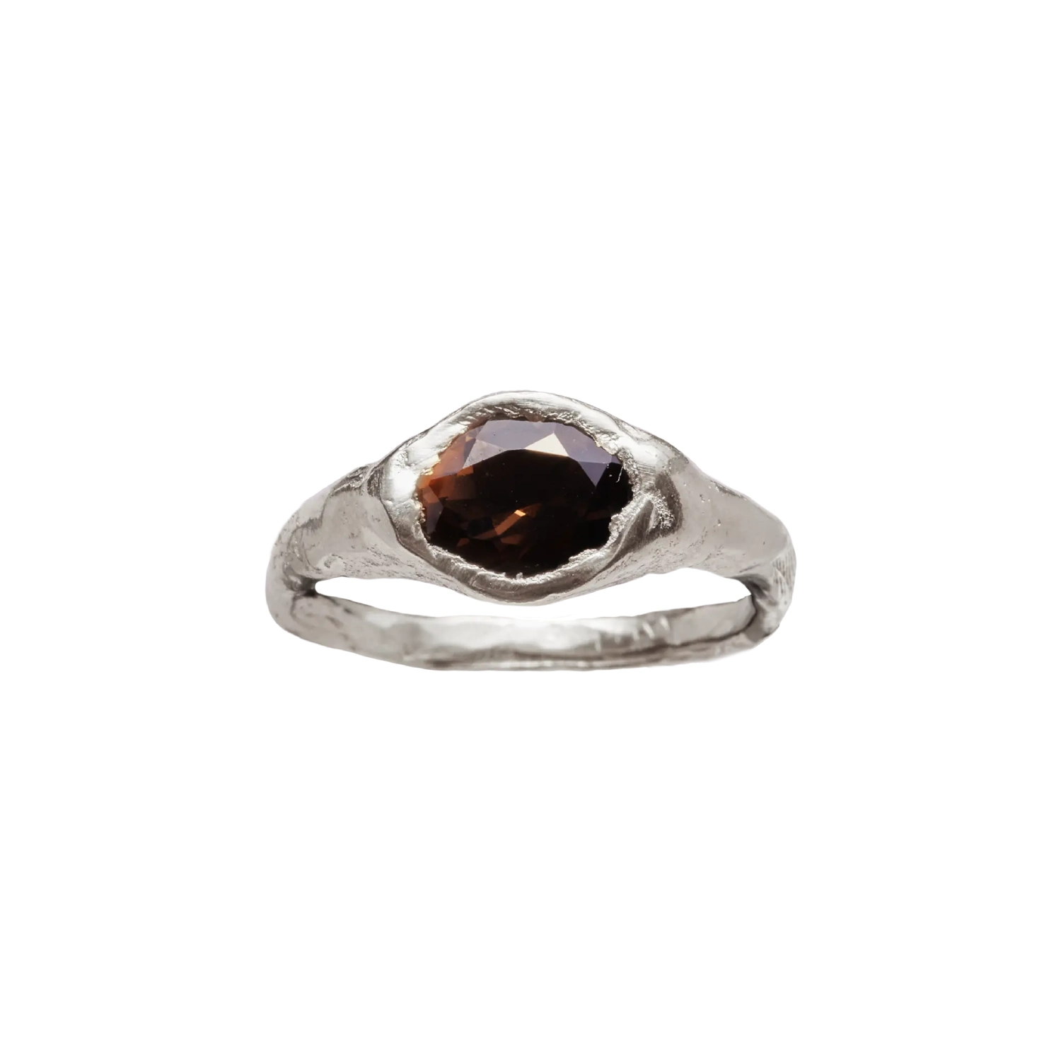 Simuero Faro Cavalleria Ring Silver/Brown front view in a white background