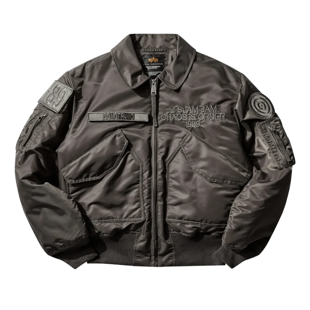 Slam Jam x Alpha Industries CWU 45 Rep Grey front view in a white background