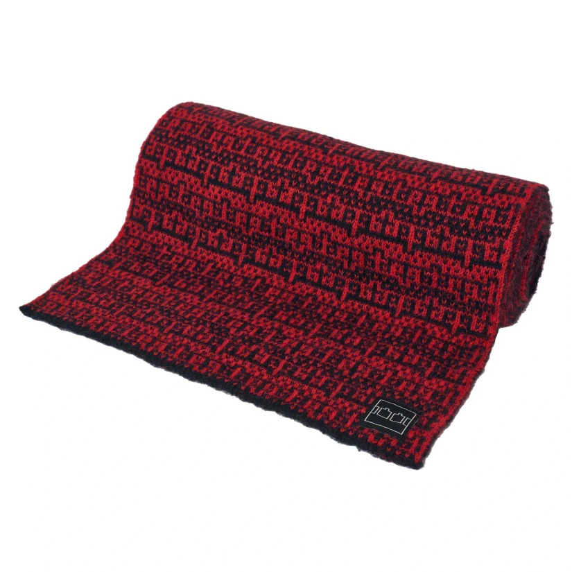 The Trilogy Tapes Shadow Multiple Knitted Scarf Carmine Red/Black