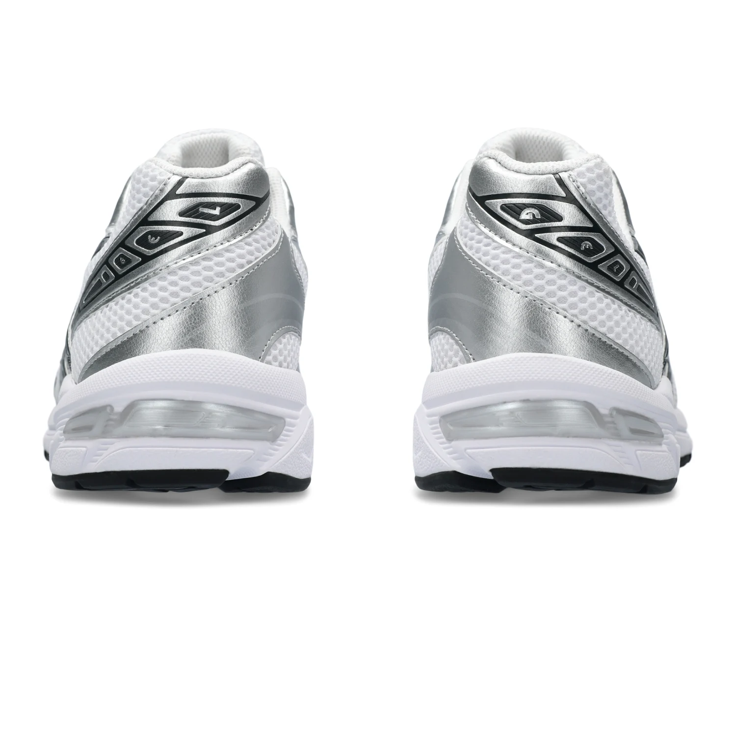 Asics Gel-1130 White/Pure Silver back view in a white background