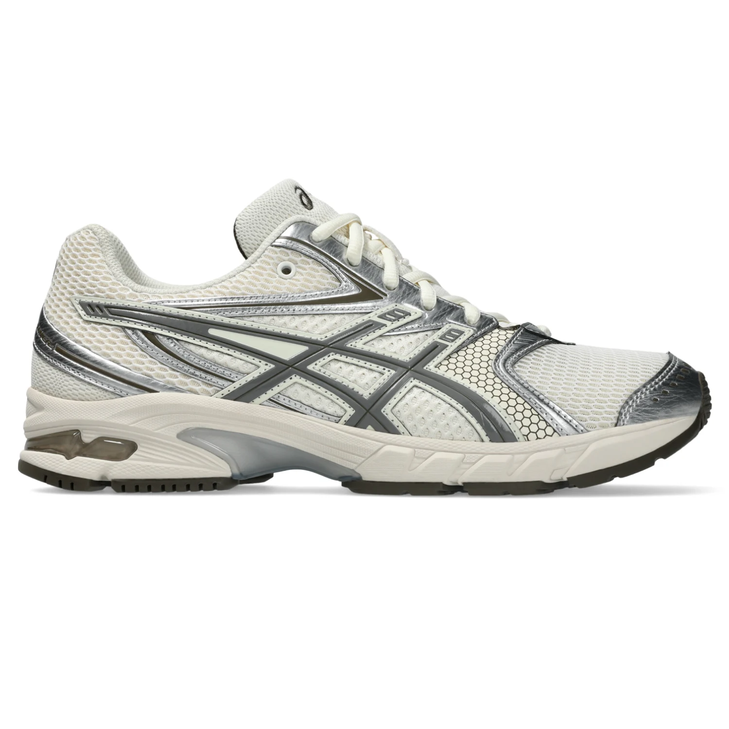 Asics Gel-DS Trainer 14 Cream/Clay Grey side view in a white background
