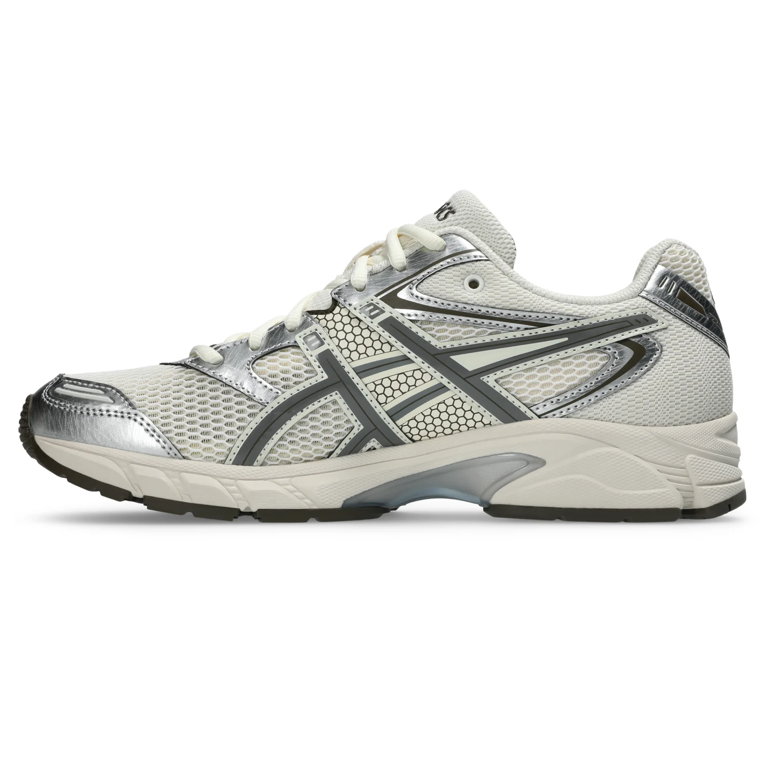 Asics Gel-DS Trainer 14 Cream/Clay Grey side view in a white background