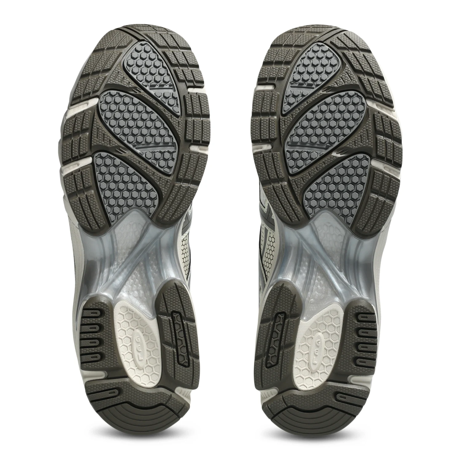 Asics Gel-DS Trainer 14 Cream/Clay Grey bottom view in a white background