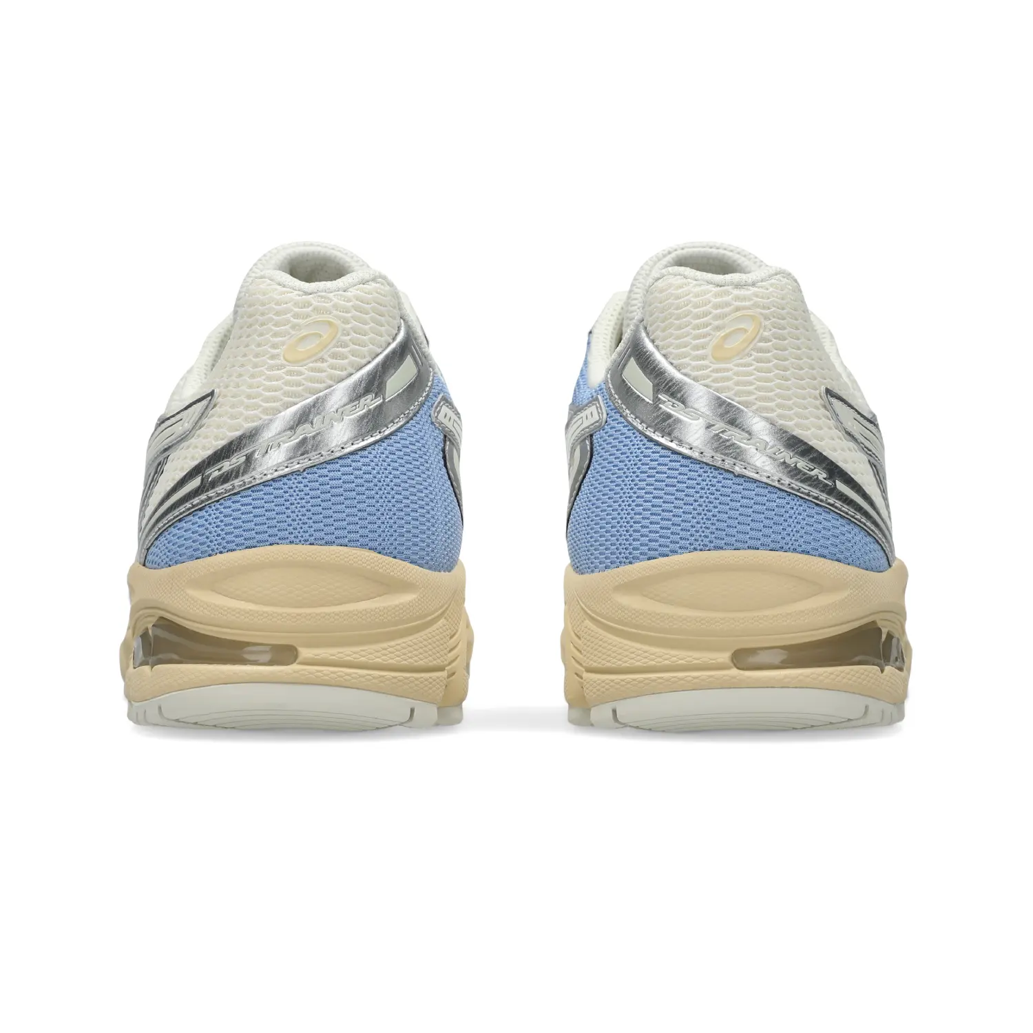 Asics Gel-DS Trainer 14 Ivory/Light Sapphire back view in a white background