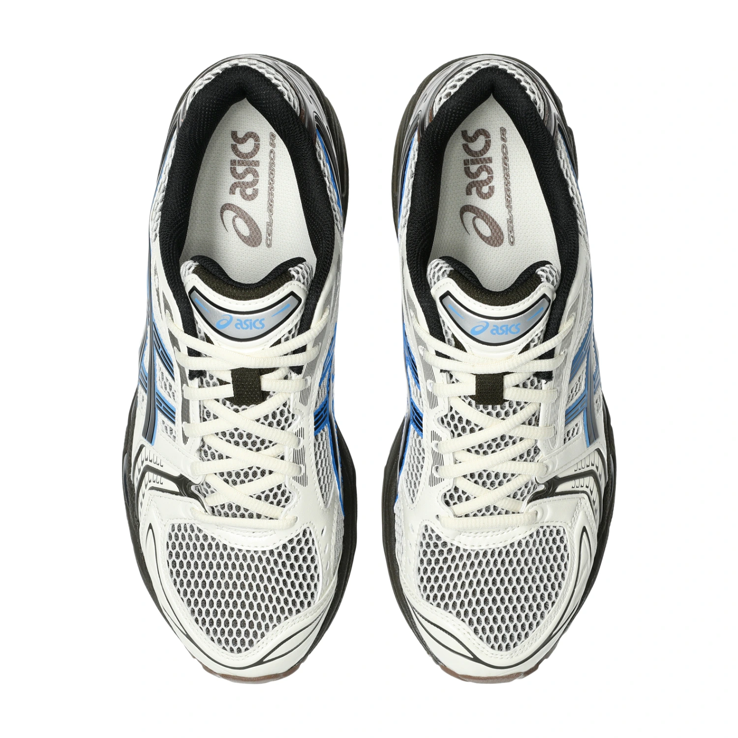 Asics Gel-Kayano 14 Cream/Blue Coast top view in a white background