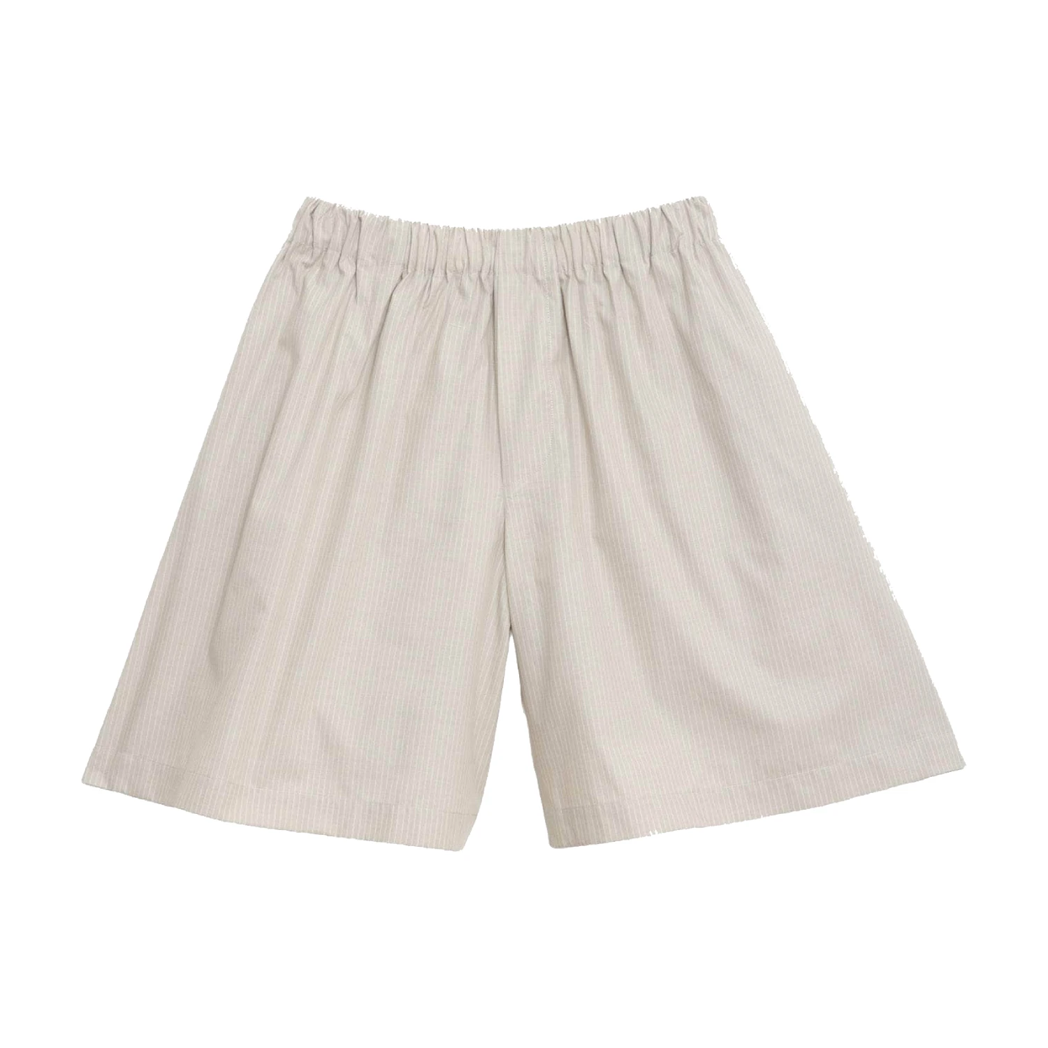 Baserange Claude Shorts Brown Stripe front view in a white background