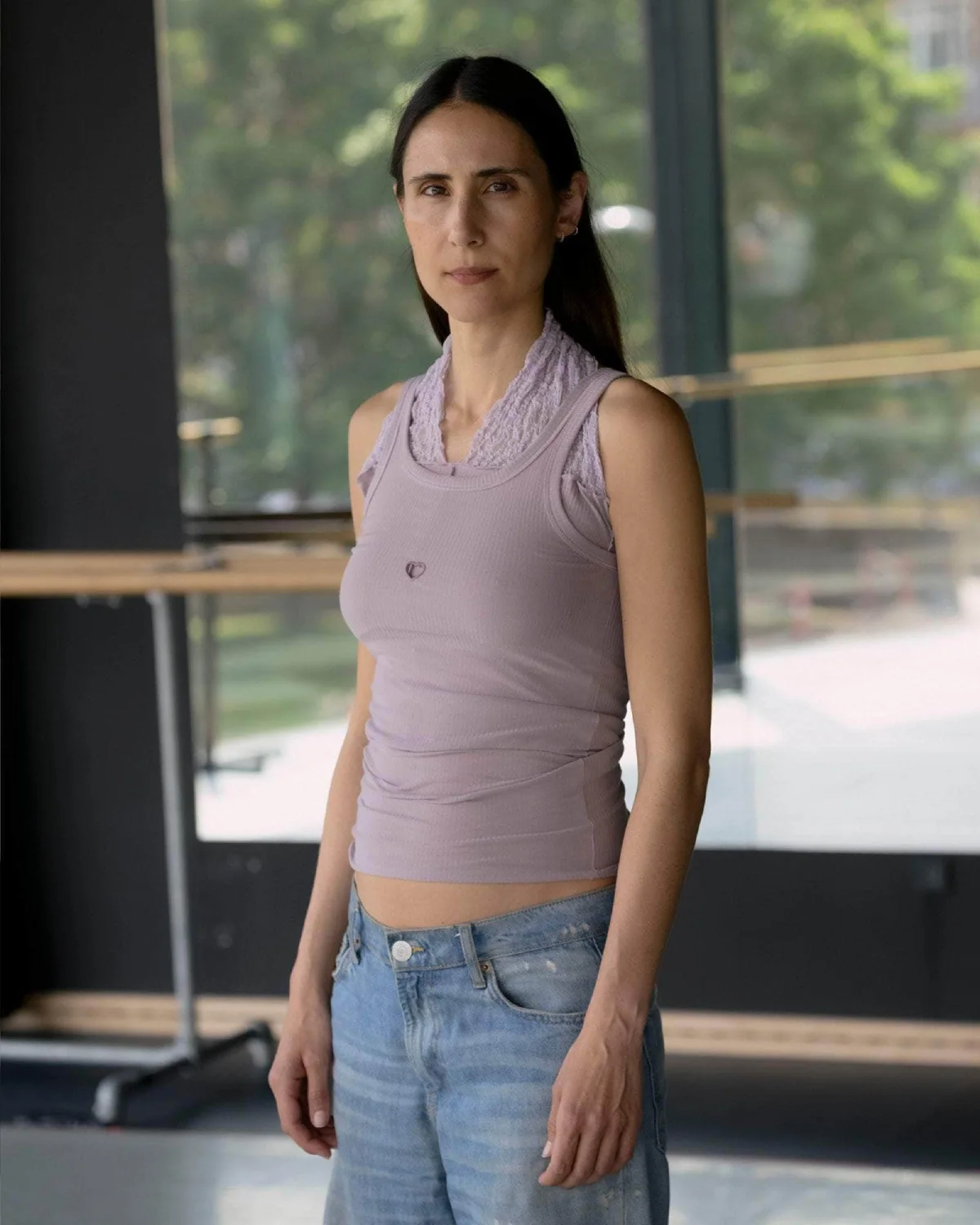 Baserange Heart Tank Verbe Purple front view on model