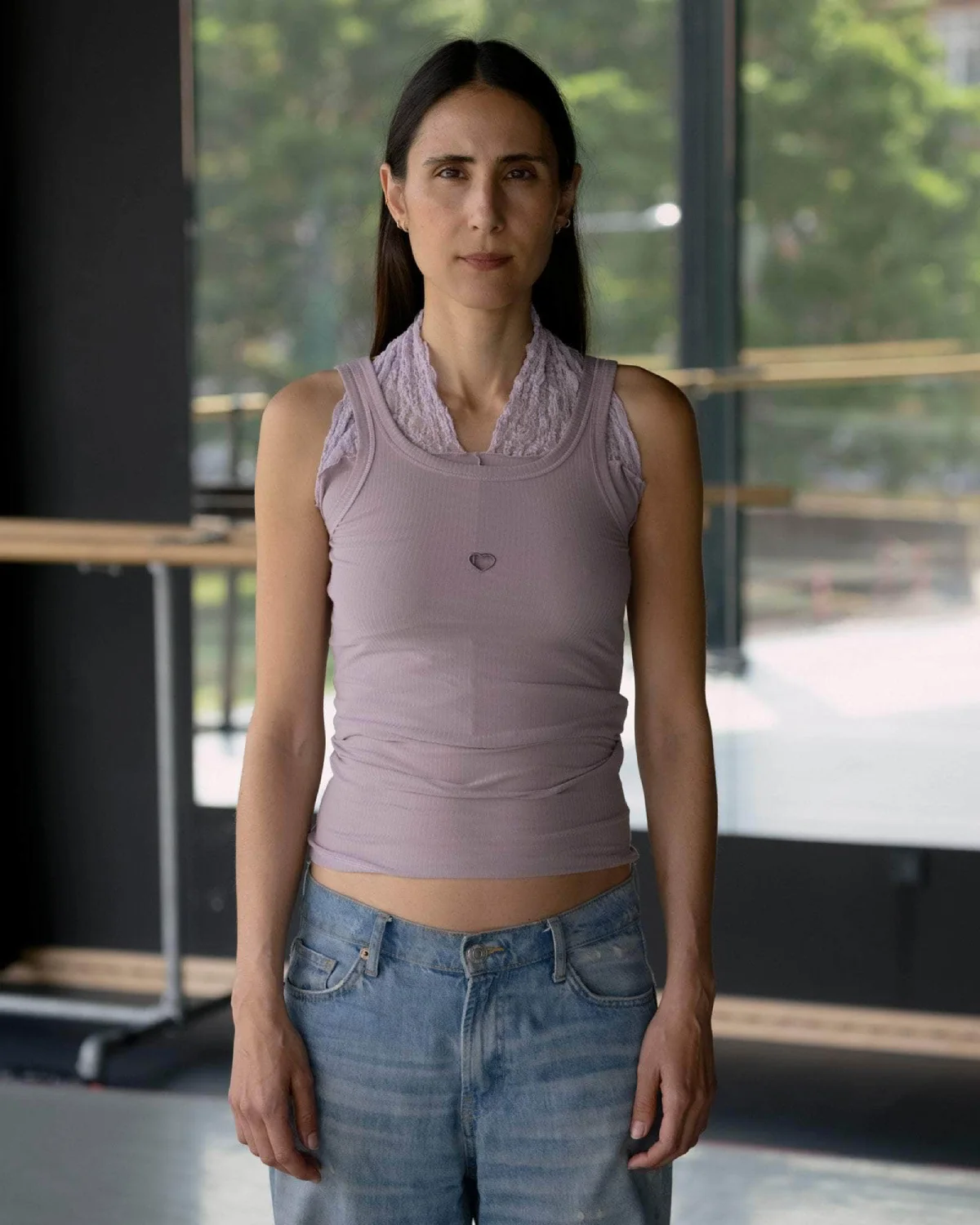 Baserange Heart Tank Verbe Purple front view on model