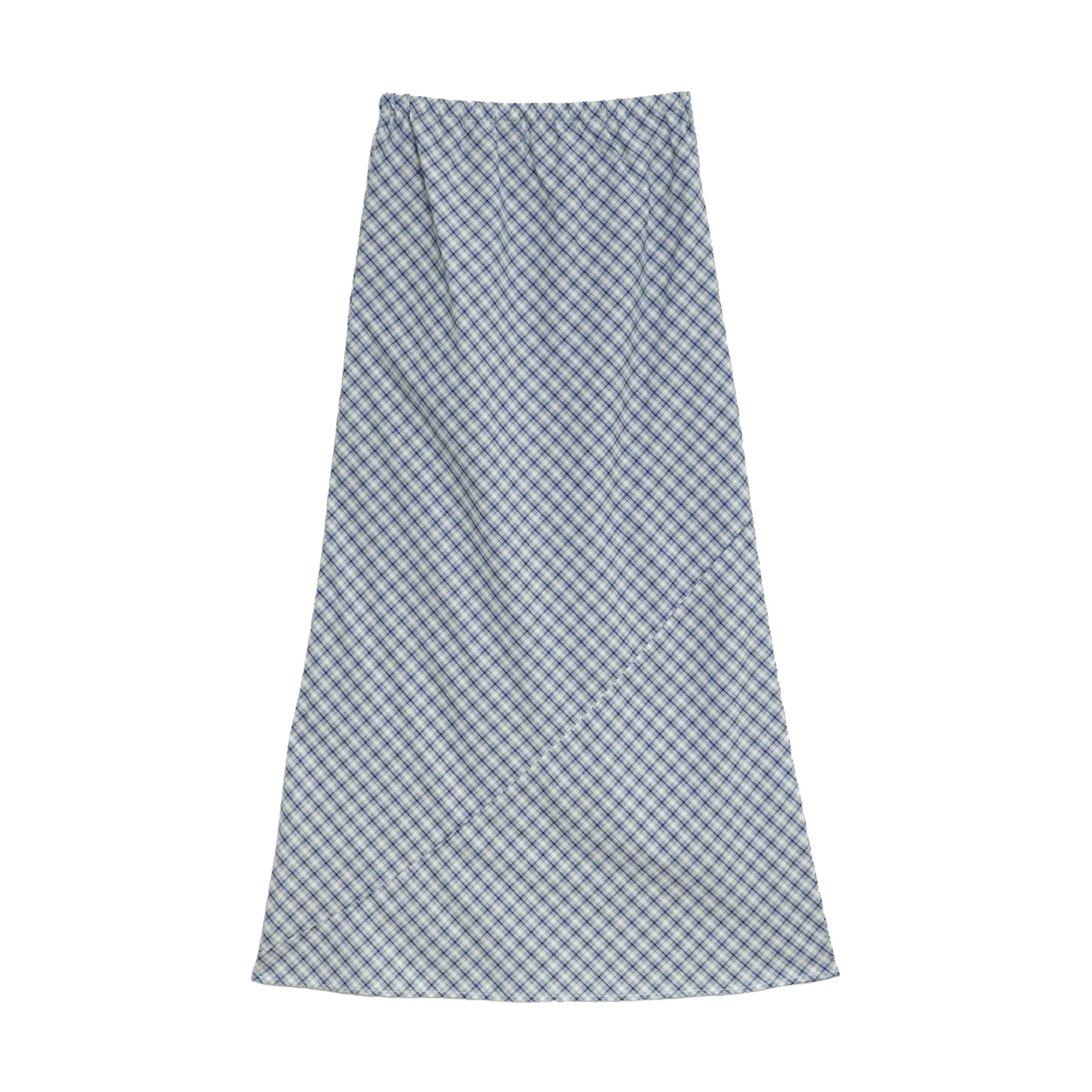 Baserange Larva Skirt Blue Check front view in a white background