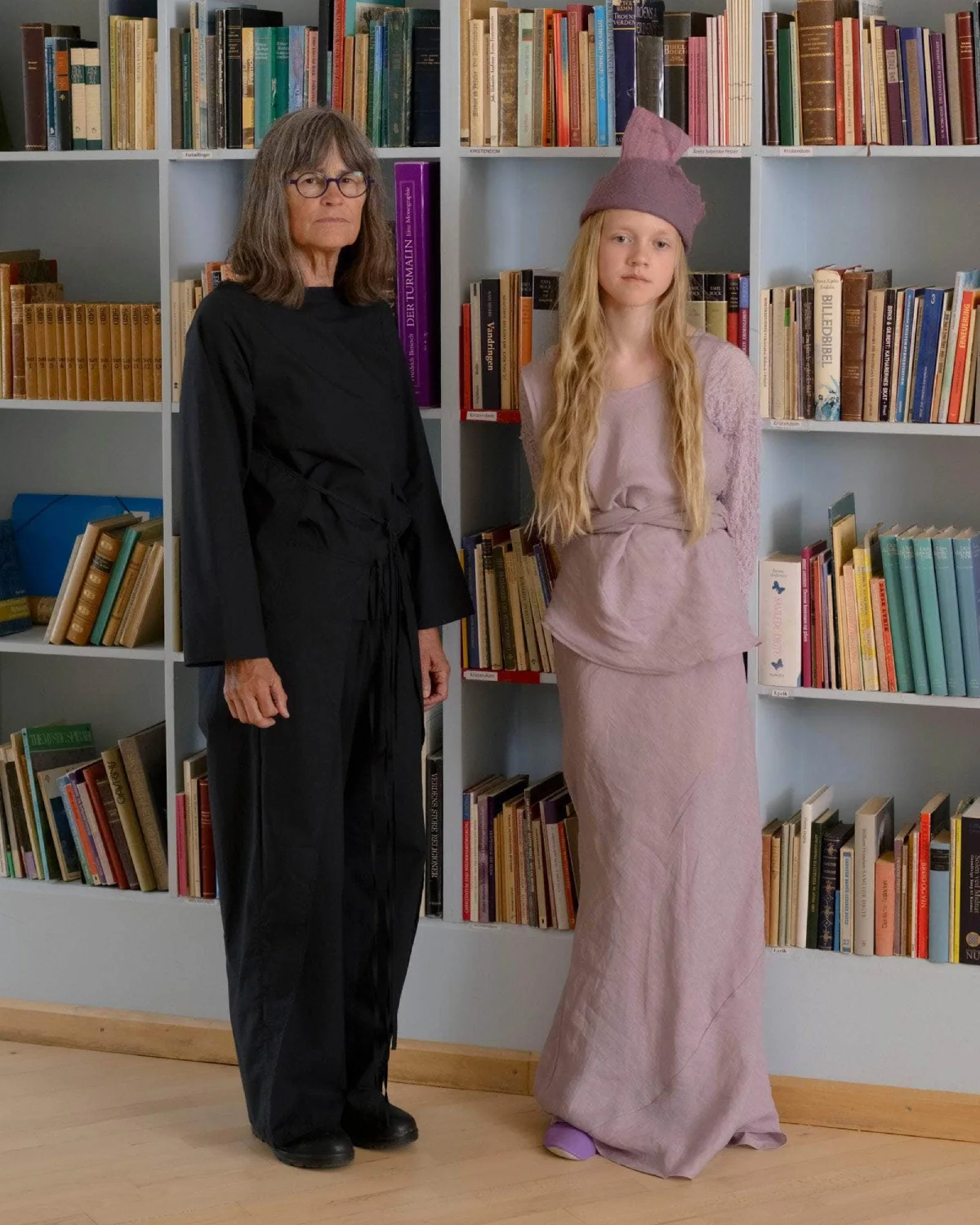 Baserange Larva Skirt Mori Purple front view on model