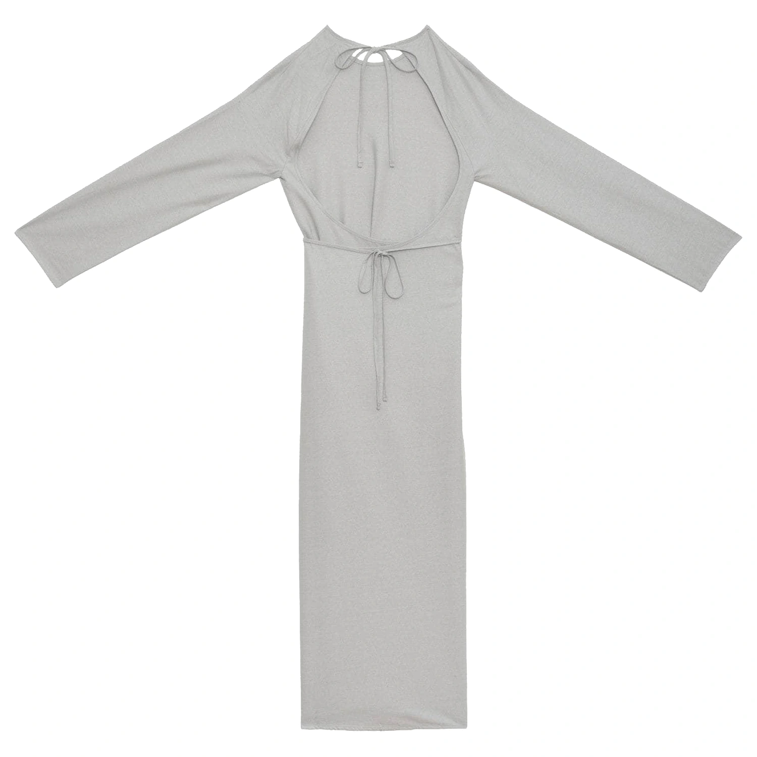 Baserange Long Sleeve Apron Dress Prun Grey back view in a white background