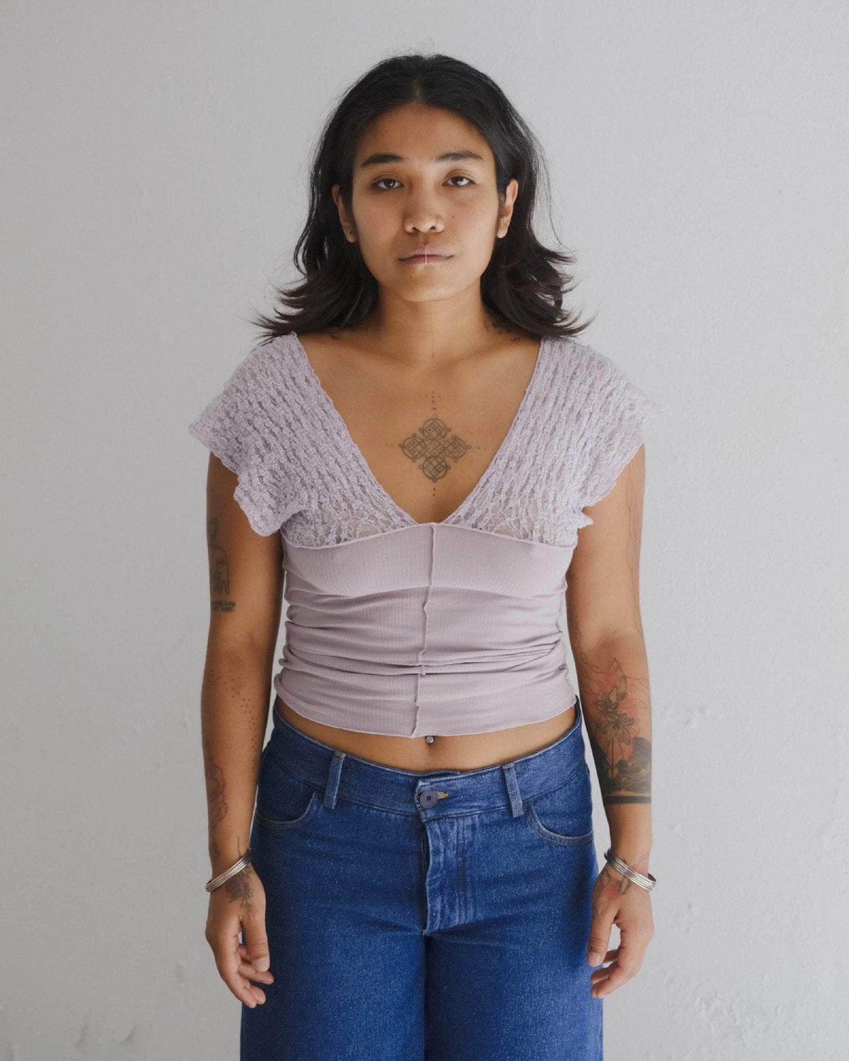 Baserange Nehru Tank Cylin/Verve Purple front view on model