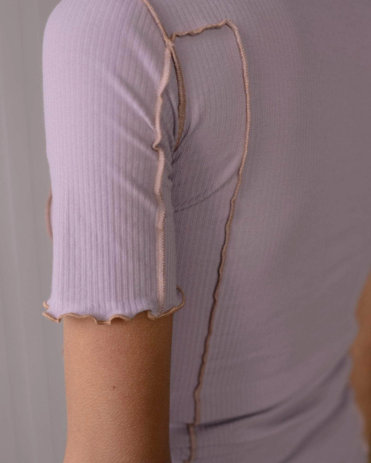 Baserange Omato 3/4 Tee Shirt Verbe Purple/Aural back view on model