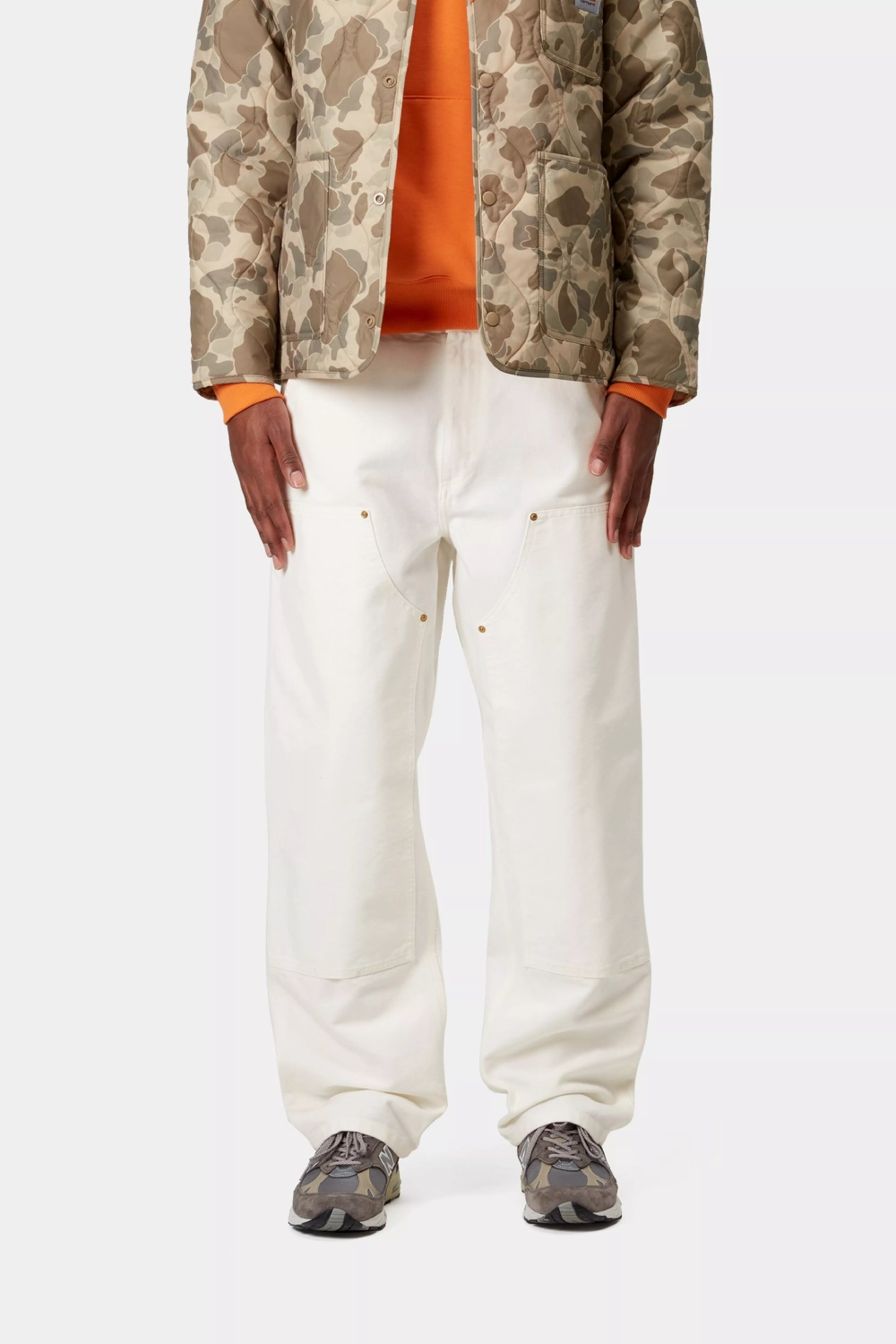 Carhartt WIP Double Knee Pant Wax Rinsed front view on model