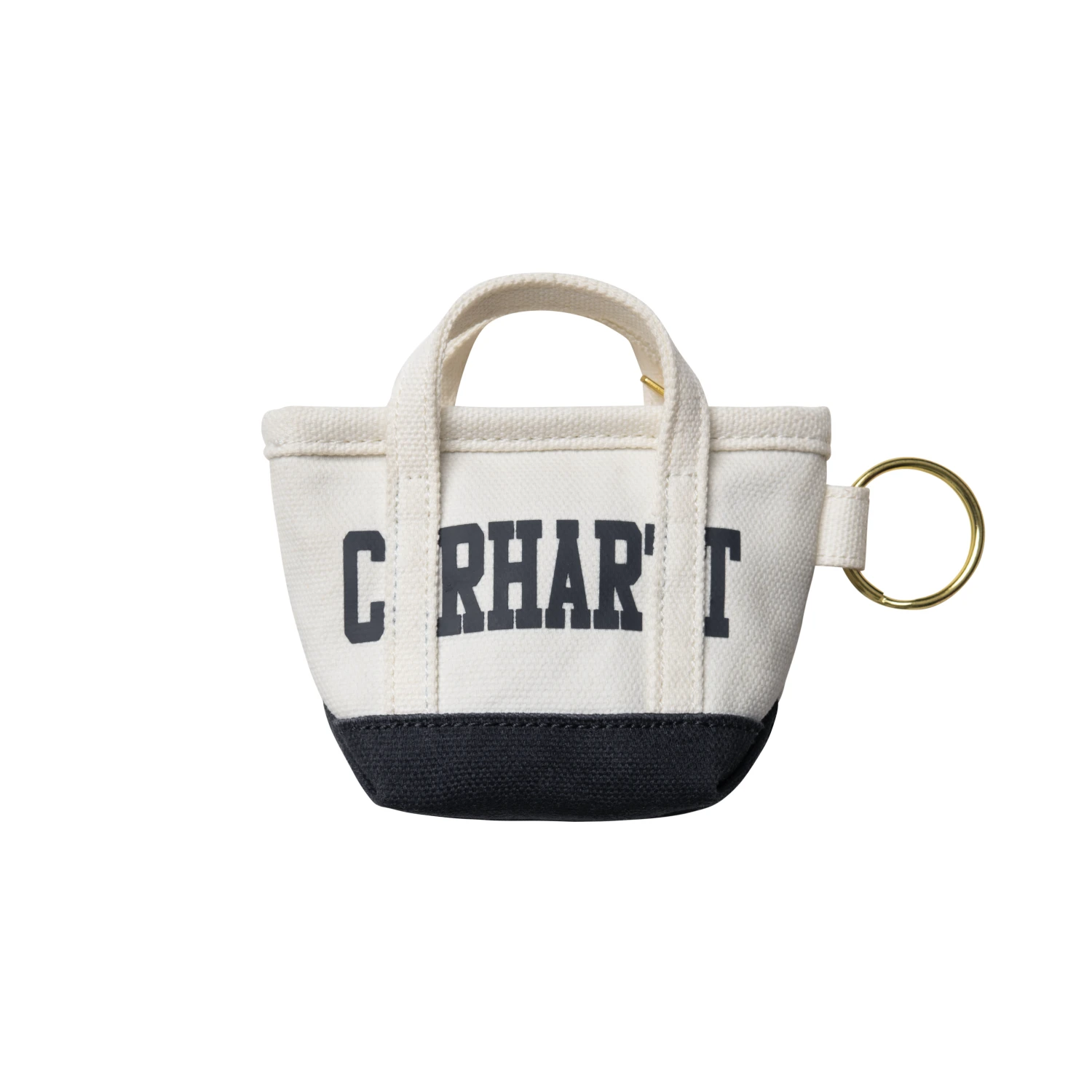 Carhartt WIP Mini Tote Bag Keychain Natural/Blue back view in a white background