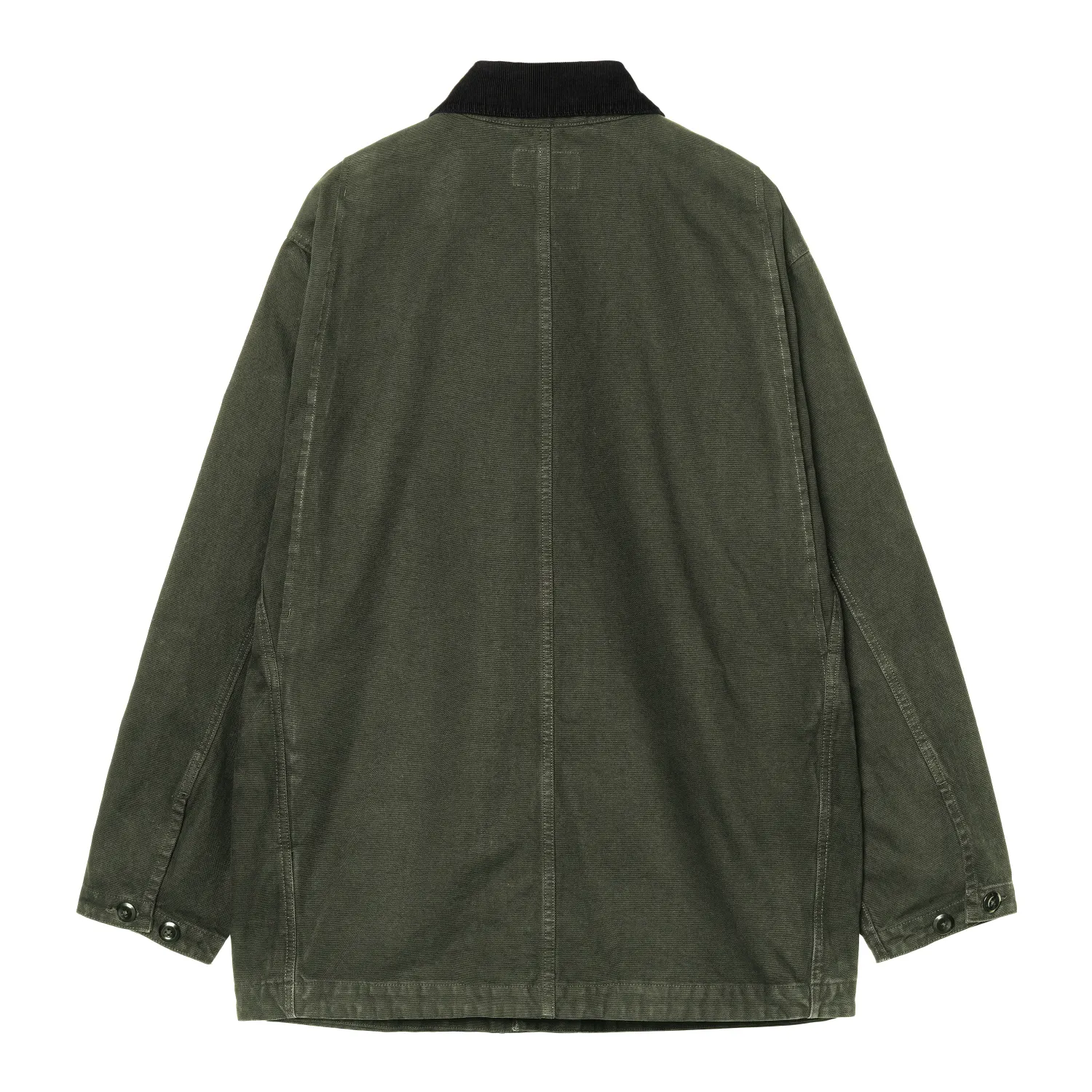 Carhartt WIP Prescott Coat Oxide Green/Black back view in a white background