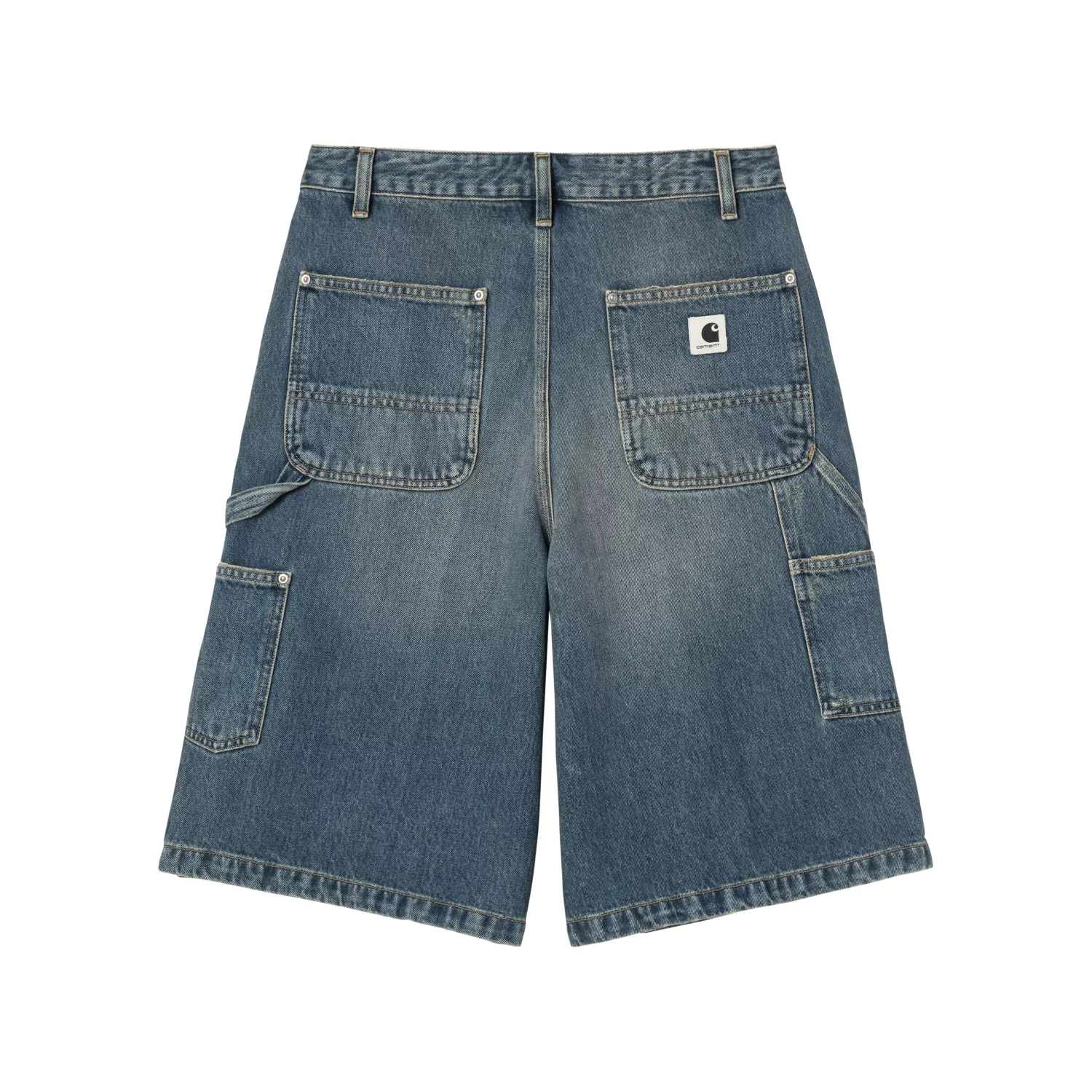 Carhartt WIP W' Nixon Double Knee Short Blue back view in a white background