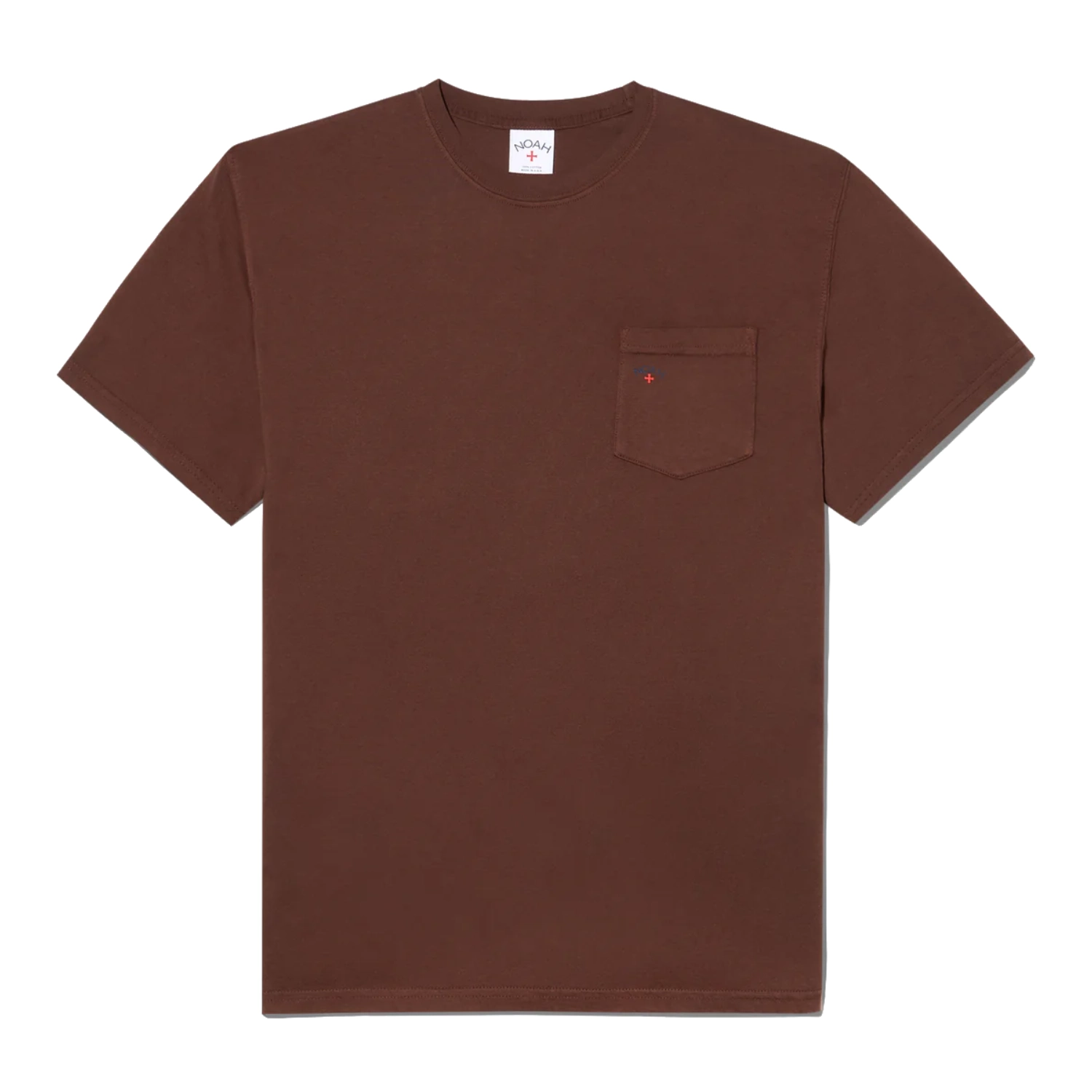 Noah Core Logo Pocket Tee Chicory Brown front view in a white background