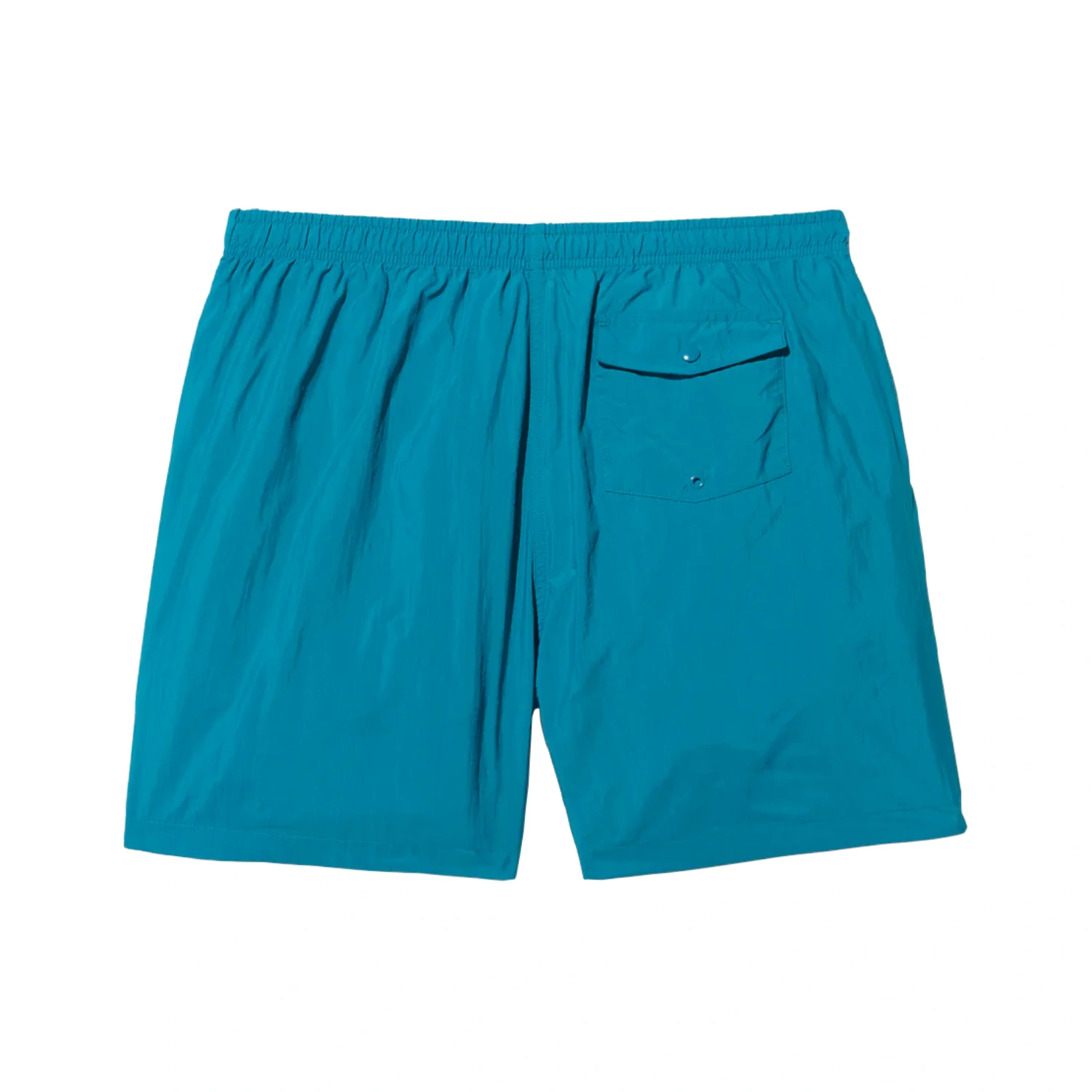 Noah Core Swim Trunks Turquoise back view in a white background