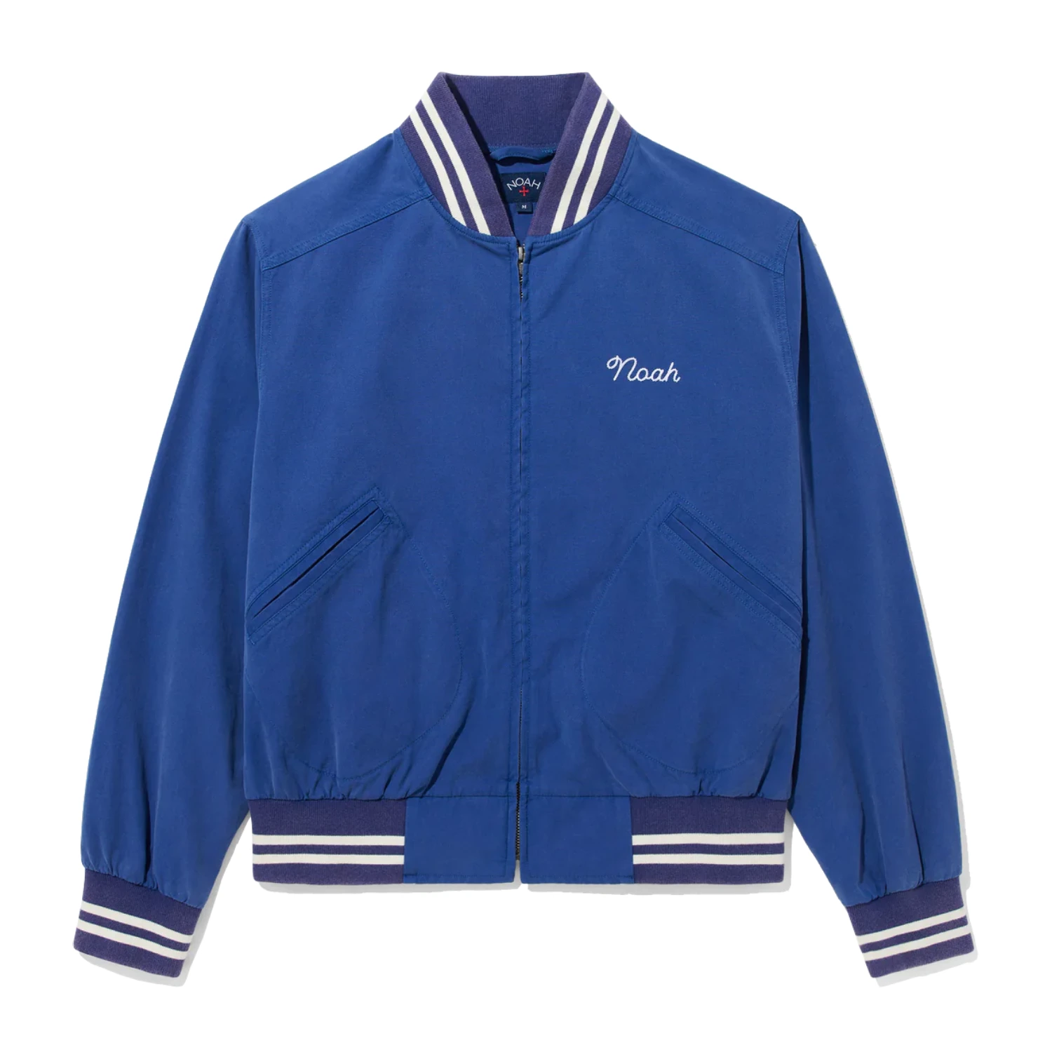 Noah Cotton Varsity Jacket Royal front view in a white background