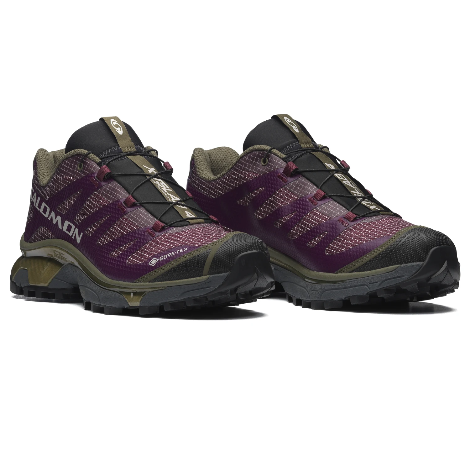 Salomon XT-4 OG GTX Maroon Banner/Winter Bloom/Grape Leaf side view in a white background