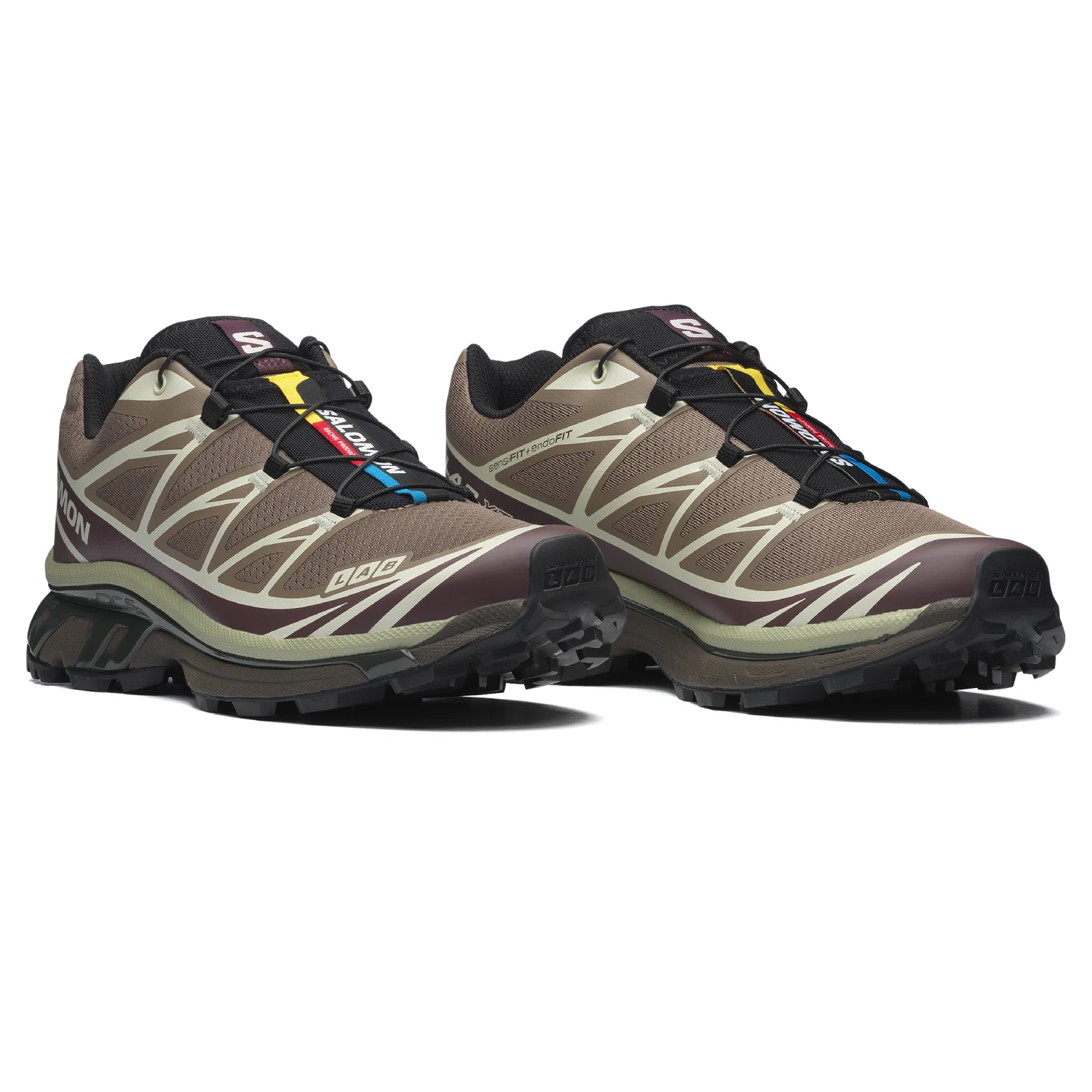 Salomon XT-6 Walnut/Huckleberry/Urban Chic side view in a white background