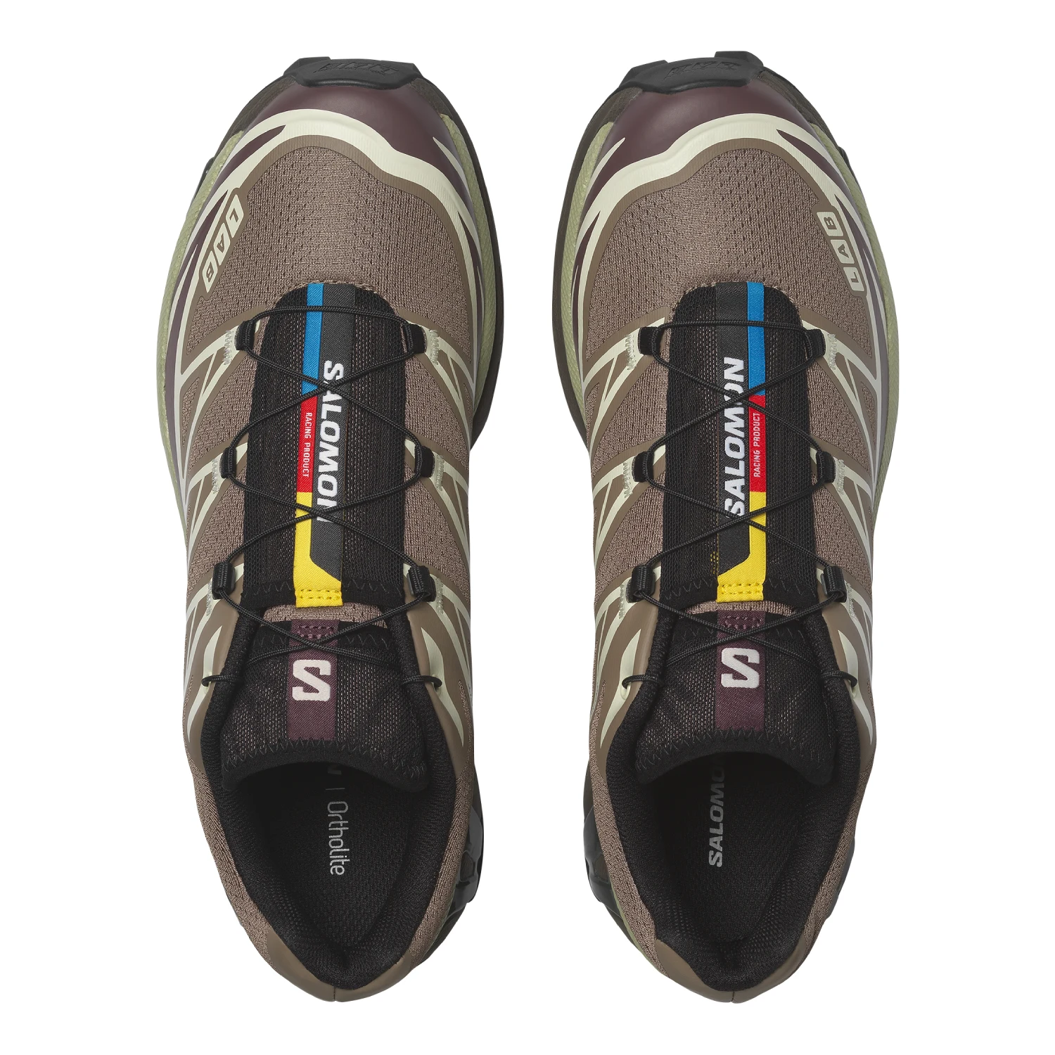 Salomon XT-6 Walnut/Huckleberry/Urban Chic top view in a white background