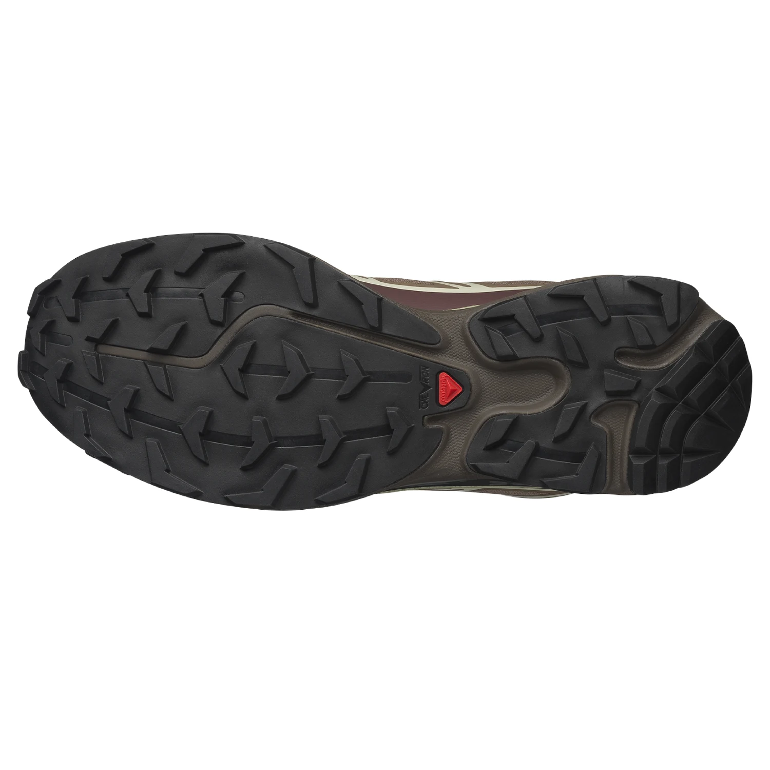 Salomon XT-6 Walnut/Huckleberry/Urban Chic bottom view in a white background