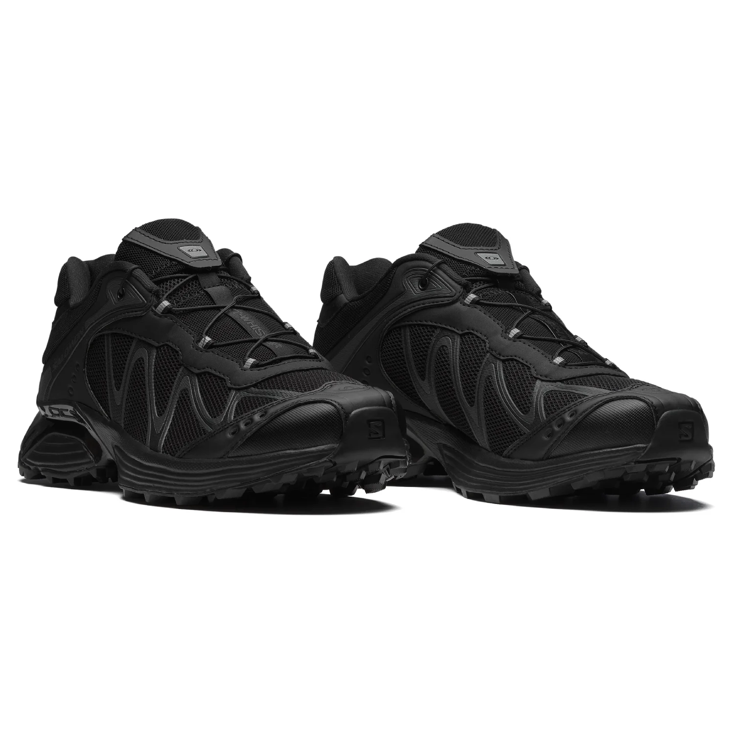 Salomon XT-Whisper Black/Black/Asphalt side view in a white background