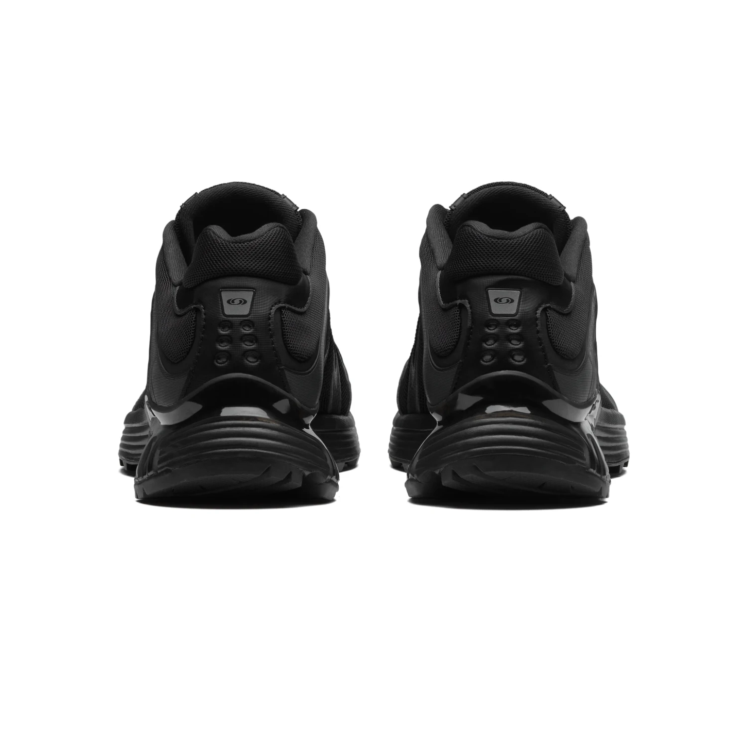 Salomon XT-Whisper Black/Black/Asphalt back view in a white background