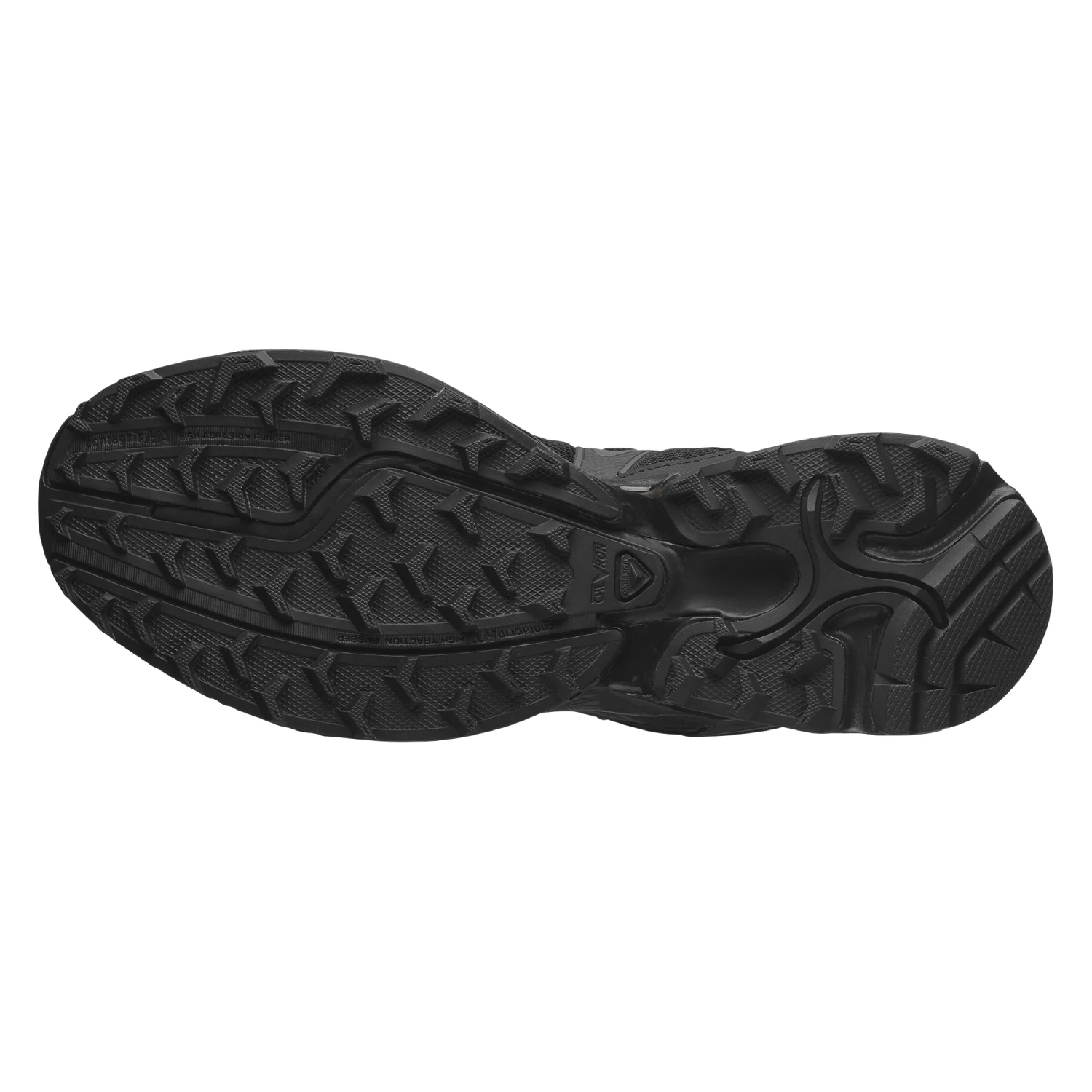 Salomon XT-Whisper Black/Black/Asphalt bottom view in a white background
