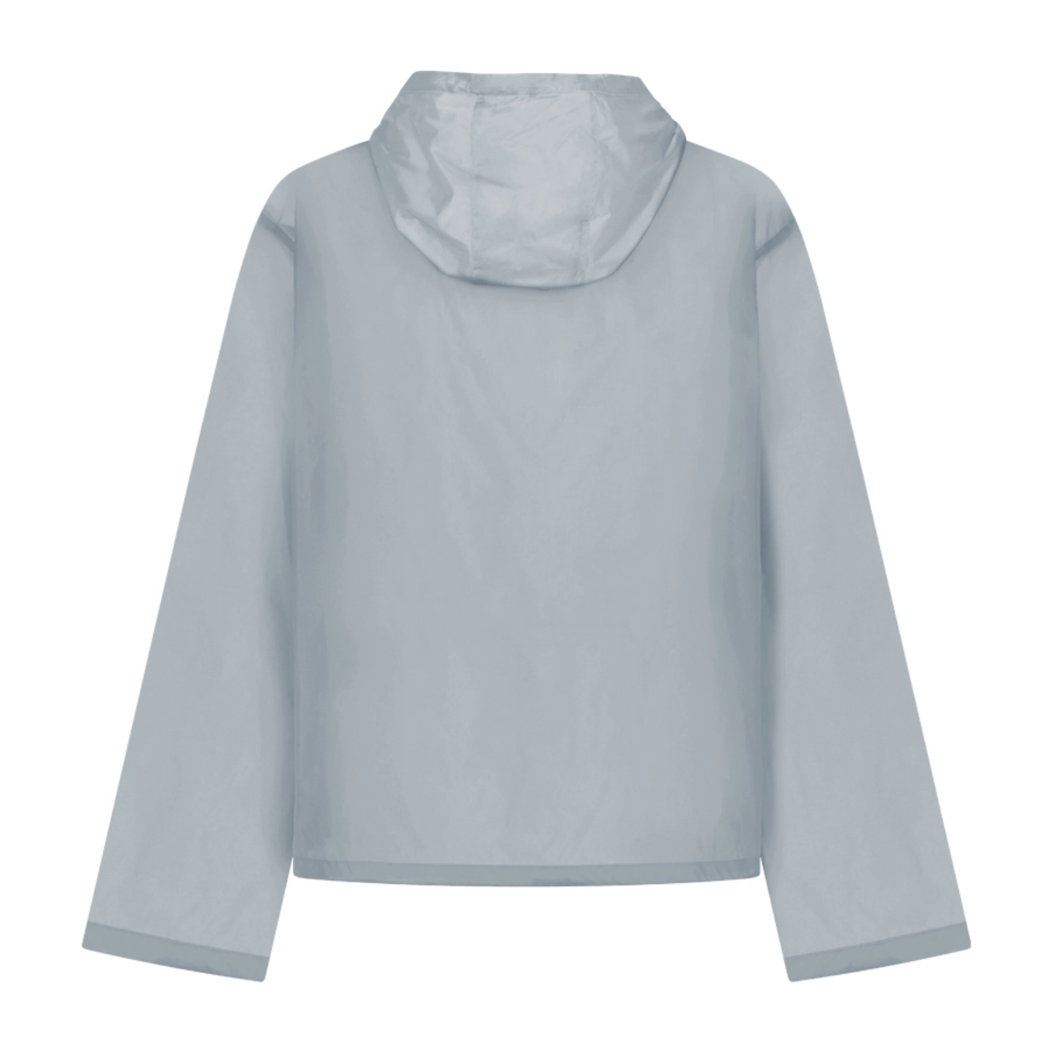 Amomento Sheer Hoodie Anorak Grey back view in a white background