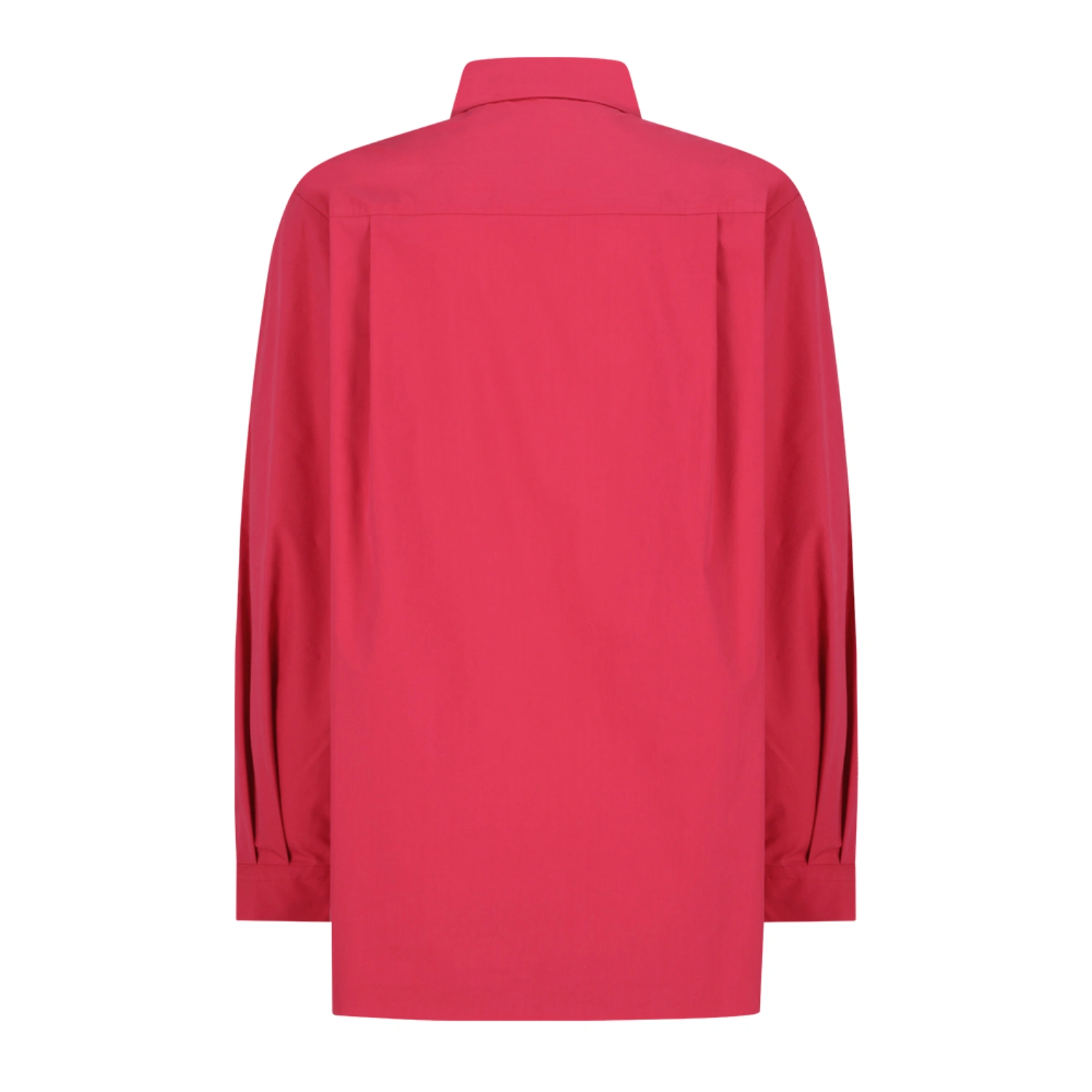 Amomento Square Pocket Oversized Shirt Red back view in a white background