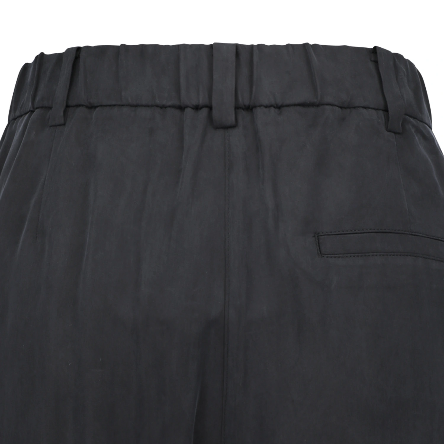 Amomento Women's Cupro Two Tuck Wide Pants Black back view detail