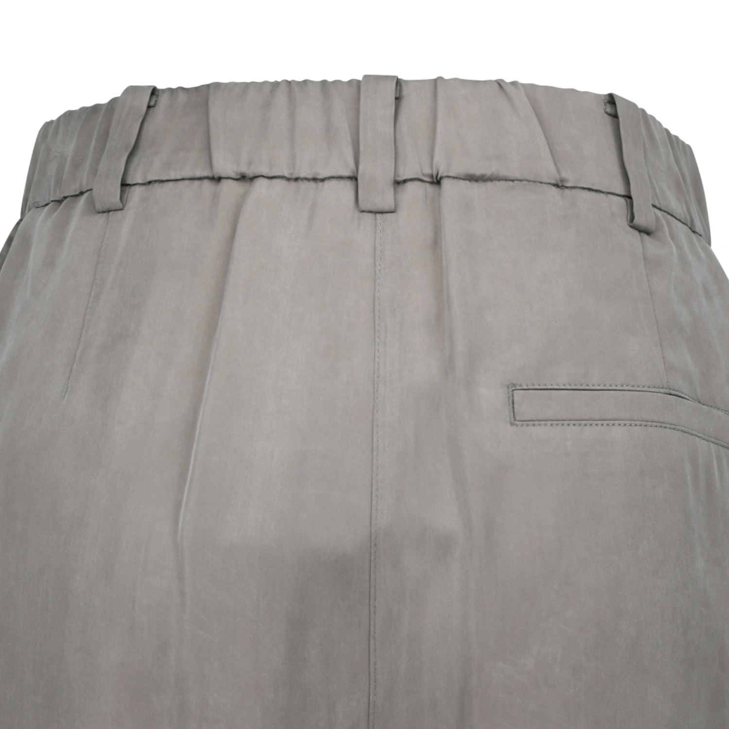 Amomento Women's Cupro Two Tuck Wide Pants Grey back view detail