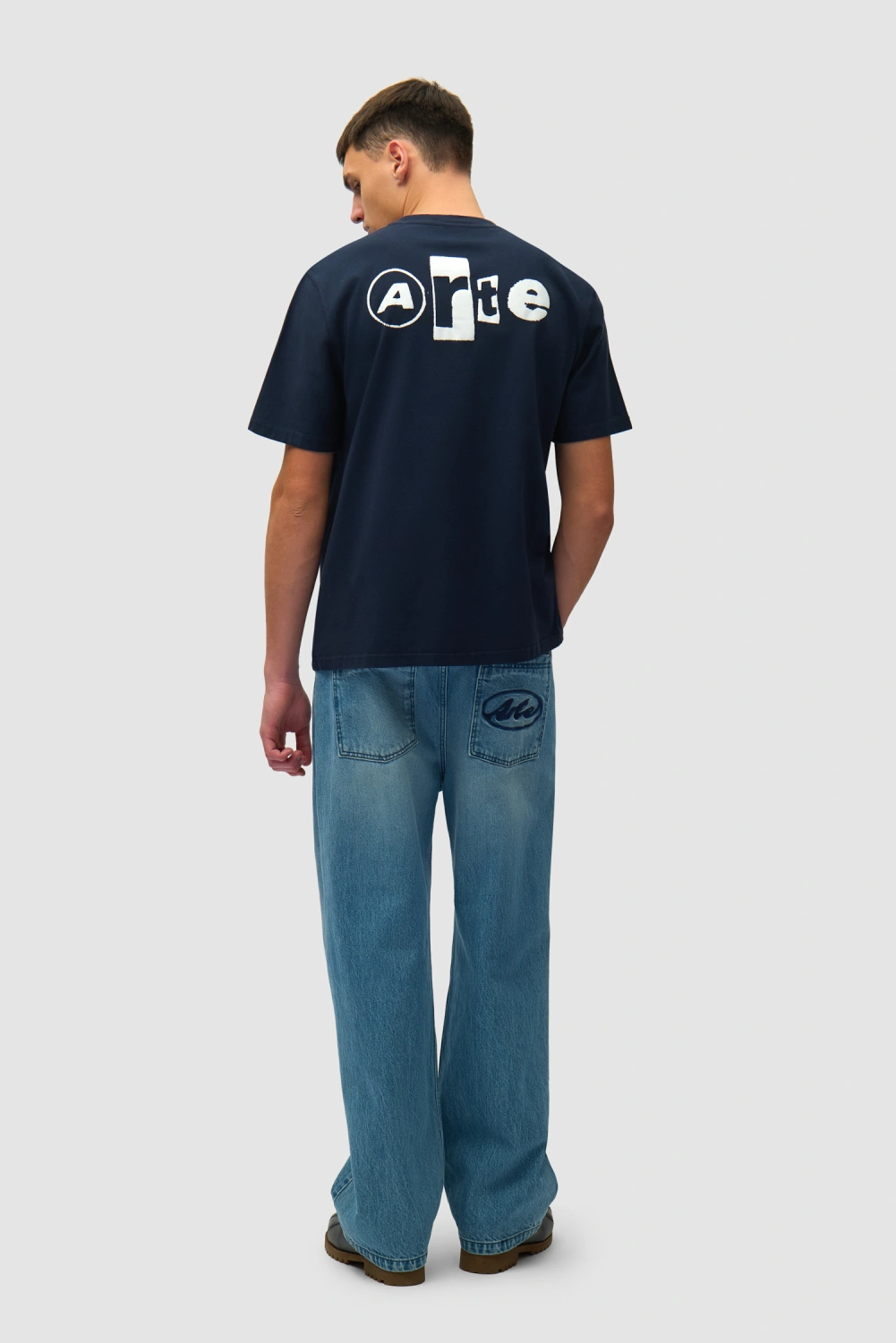 Arte Antwerp Back Collage T-Shirt Navy back view on model