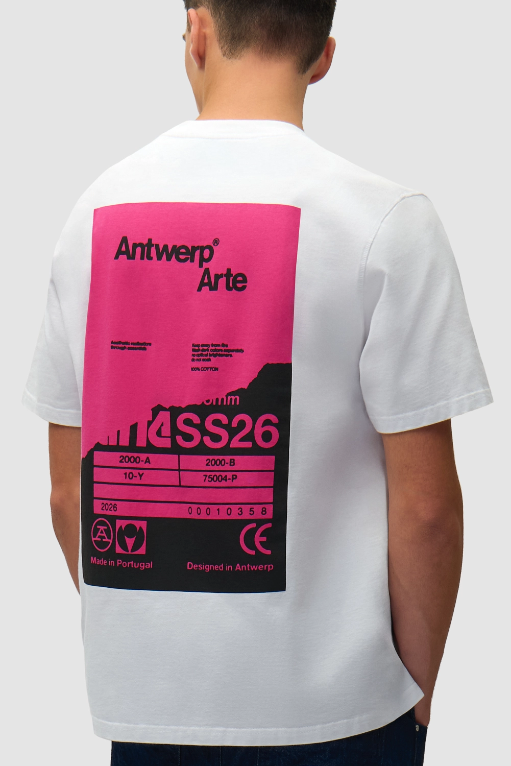Arte Antwerp Back Poster T-Shirt White back view on model