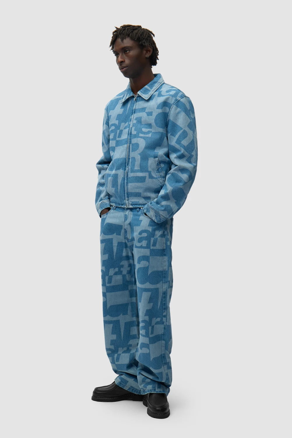 Arte Antwerp Denim Allover Pants front view on model