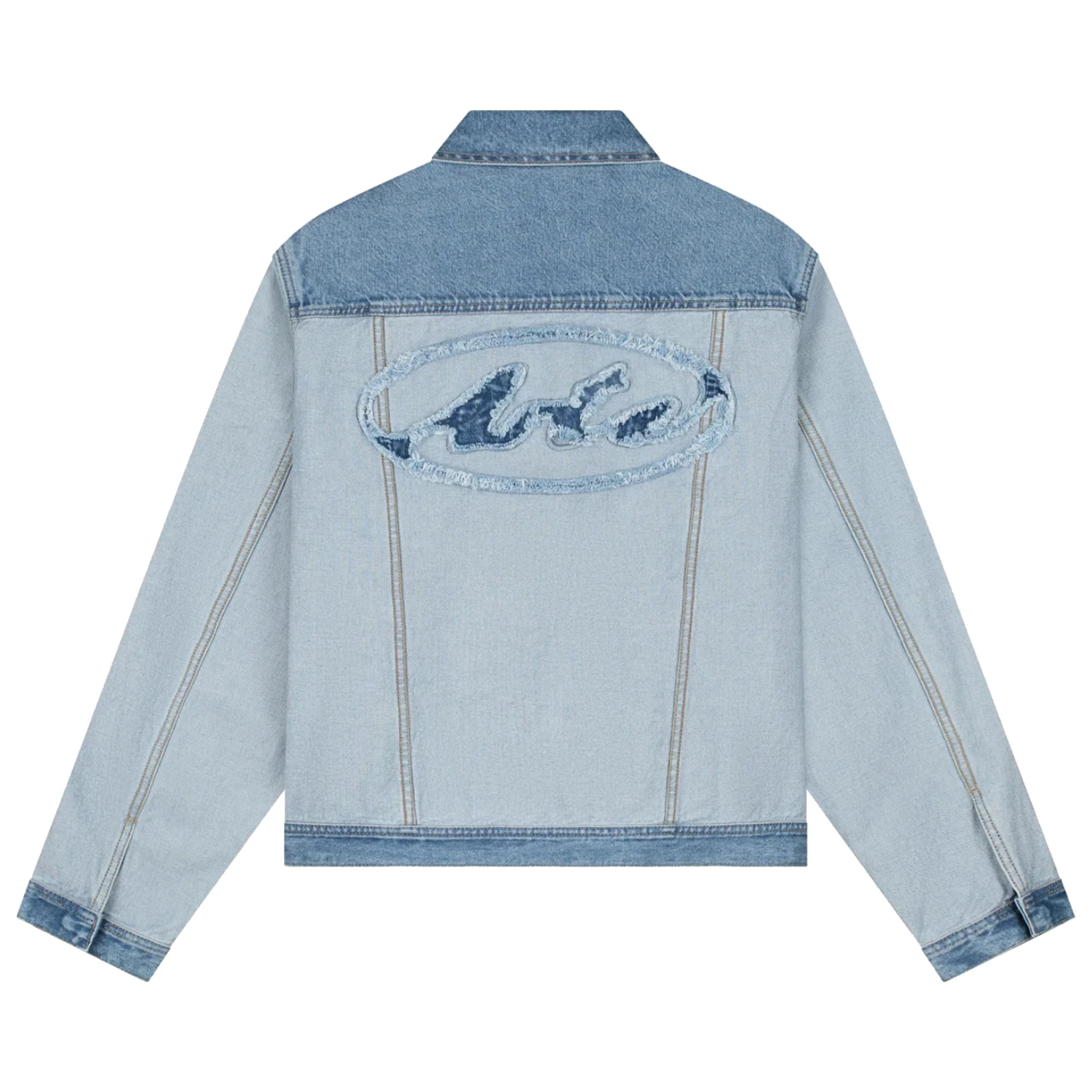 Arte Antwerp Denim Inside/Out Jacket back view in a white background