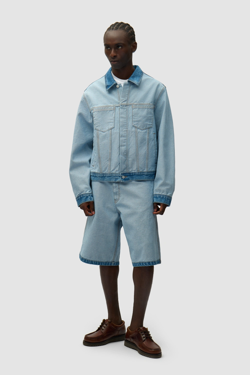 Arte Antwerp Denim Inside/Out Jacket front view on model