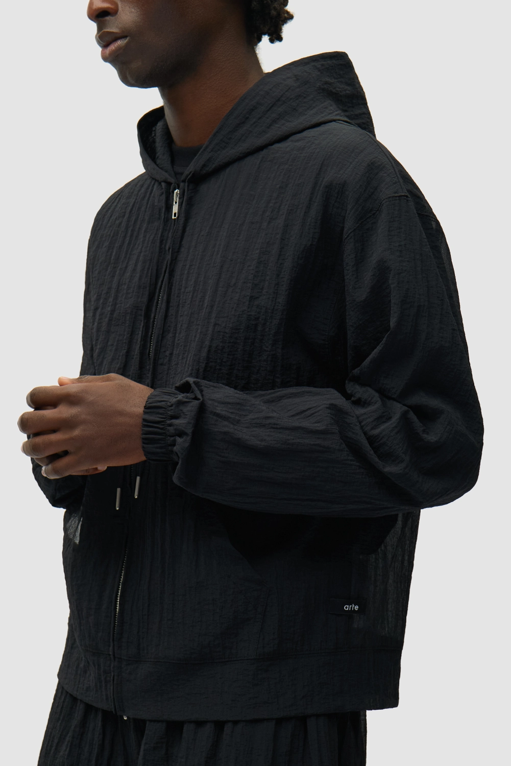 Arte Antwerp Mesh Jacket Black front view on model