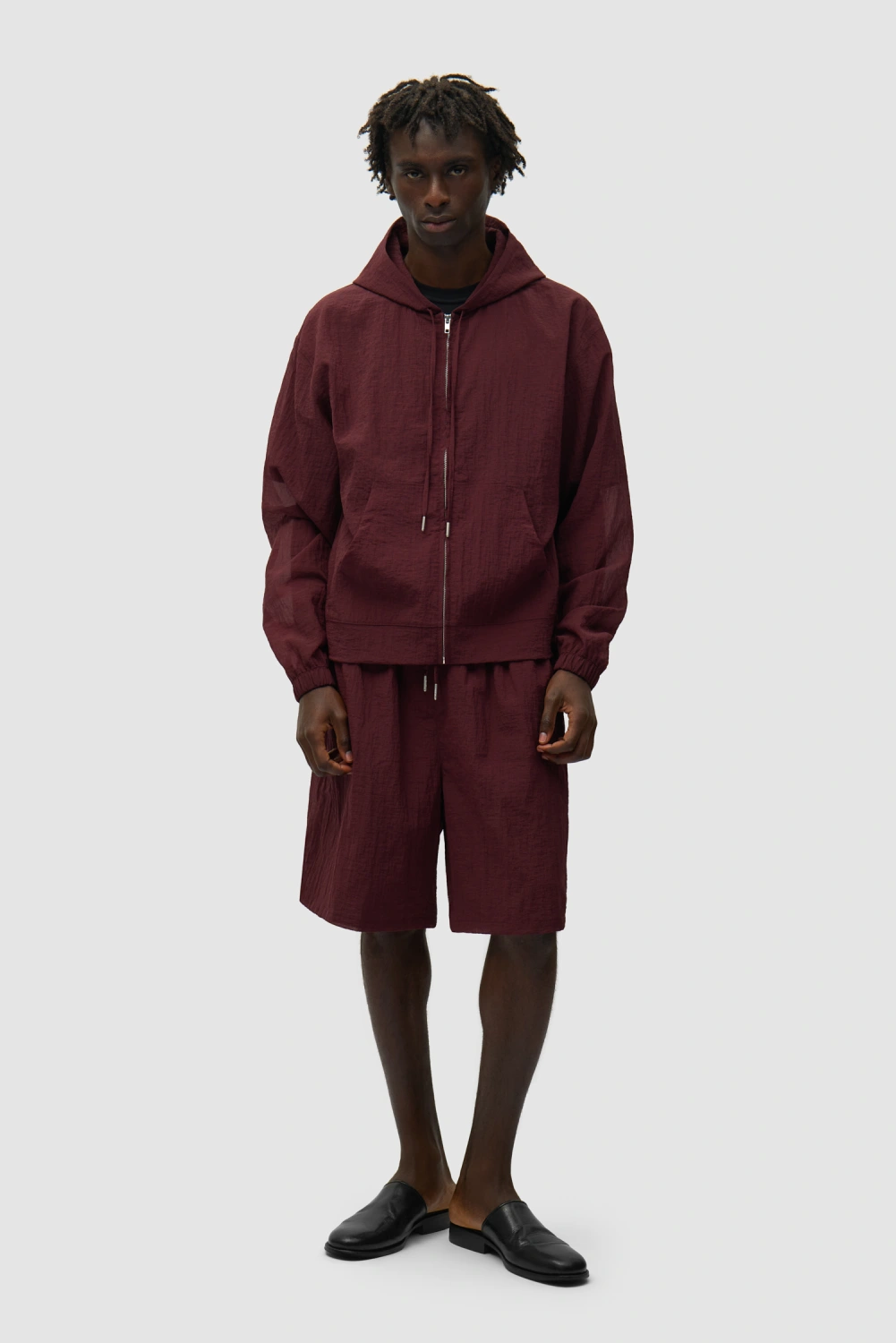 Arte Antwerp Mesh Jacket Bordeaux front view on model