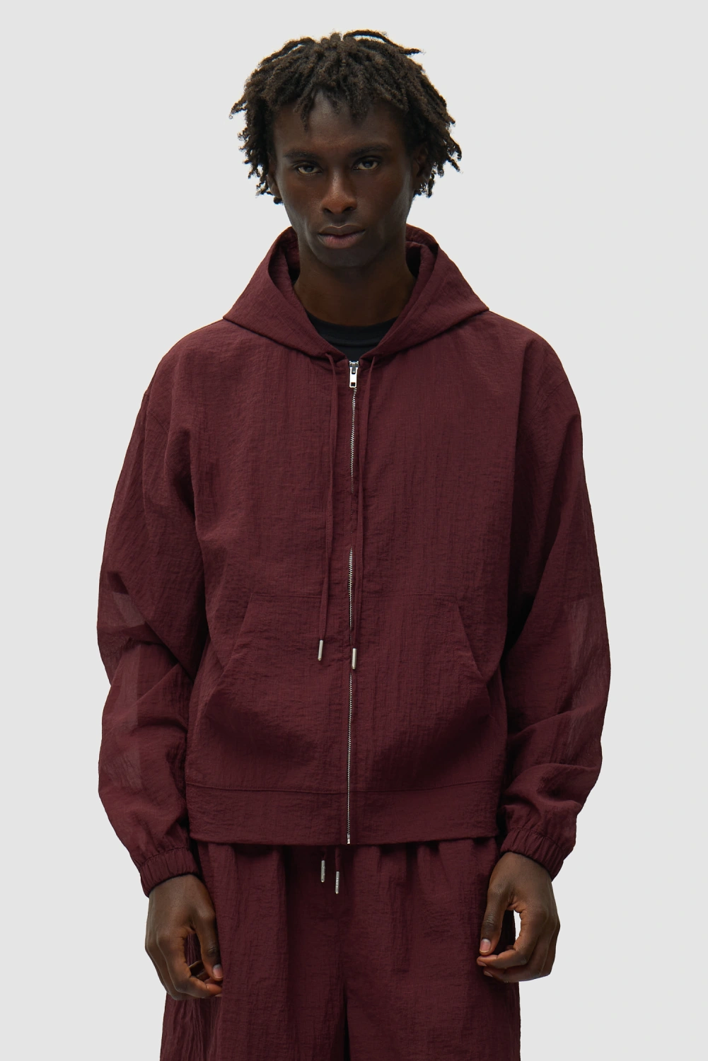 Arte Antwerp Mesh Jacket Bordeaux front view on model