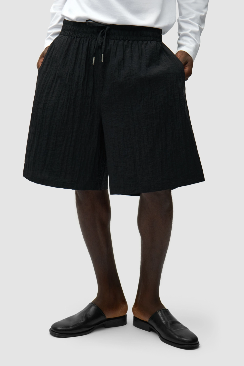 Arte Antwerp Mesh Shorts Black front view on model